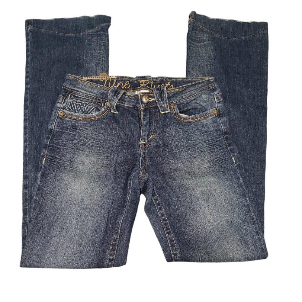Designer CT179 Juniors Nine Rivets Size 7 Straight Leg Vintage Jeans Size 24" / US 00 / IT 34 - 1 Thumbnail