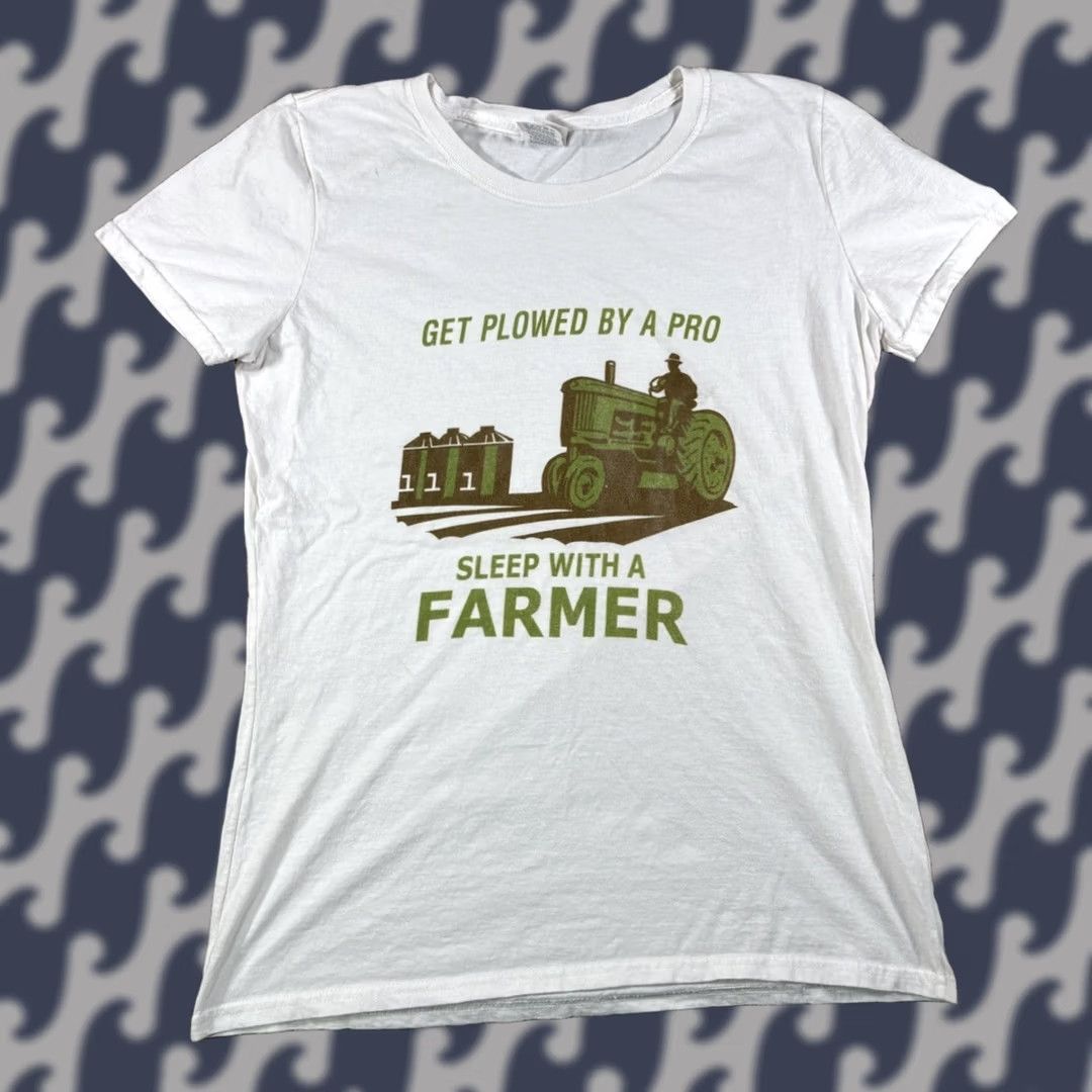 Fruit Of The Loom VINTAGE Fruit of the Loom T-Shirt Womens M White Short Sleeve Crew Neck Graphic Print Funny Farming USA Western Hipster 2000s Size M / US 6-8 / IT 42-44 - 1 Thumbnail