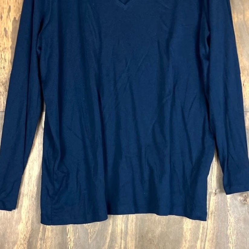 Ralph Lauren Lauren Ralph Lauren Womens Shirt Blue V Neck Thin Long Sleeve 2X 100% Cotton Button Pullover Casual Workwear FALL SPRING WINTER Ladies Size XXL / US 16-18 / IT 52-54 - 3 Thumbnail