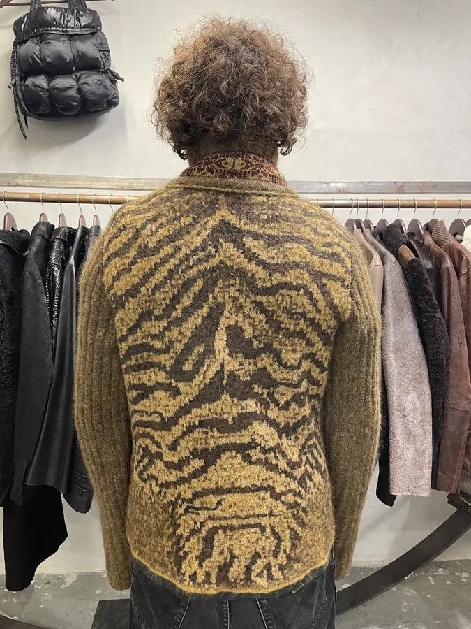 Roberto Cavalli × Vintage 2000s Roberto Cavalli Brown Safari Zebra Wool Zip-up Cardigan Size US M / EU 48-50 / 2 - 3 Thumbnail