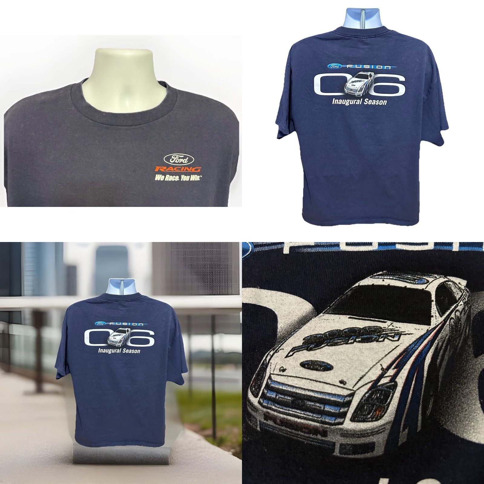 Delta VINTAGE Delta Pro Weight Ford Racing Fusion 06 Shirt Men XL Navy Blue Short Sleeve Crew Neck Graphics Logo 2000s Mens TX Size US XL / EU 56 / 4 - 8 Thumbnail