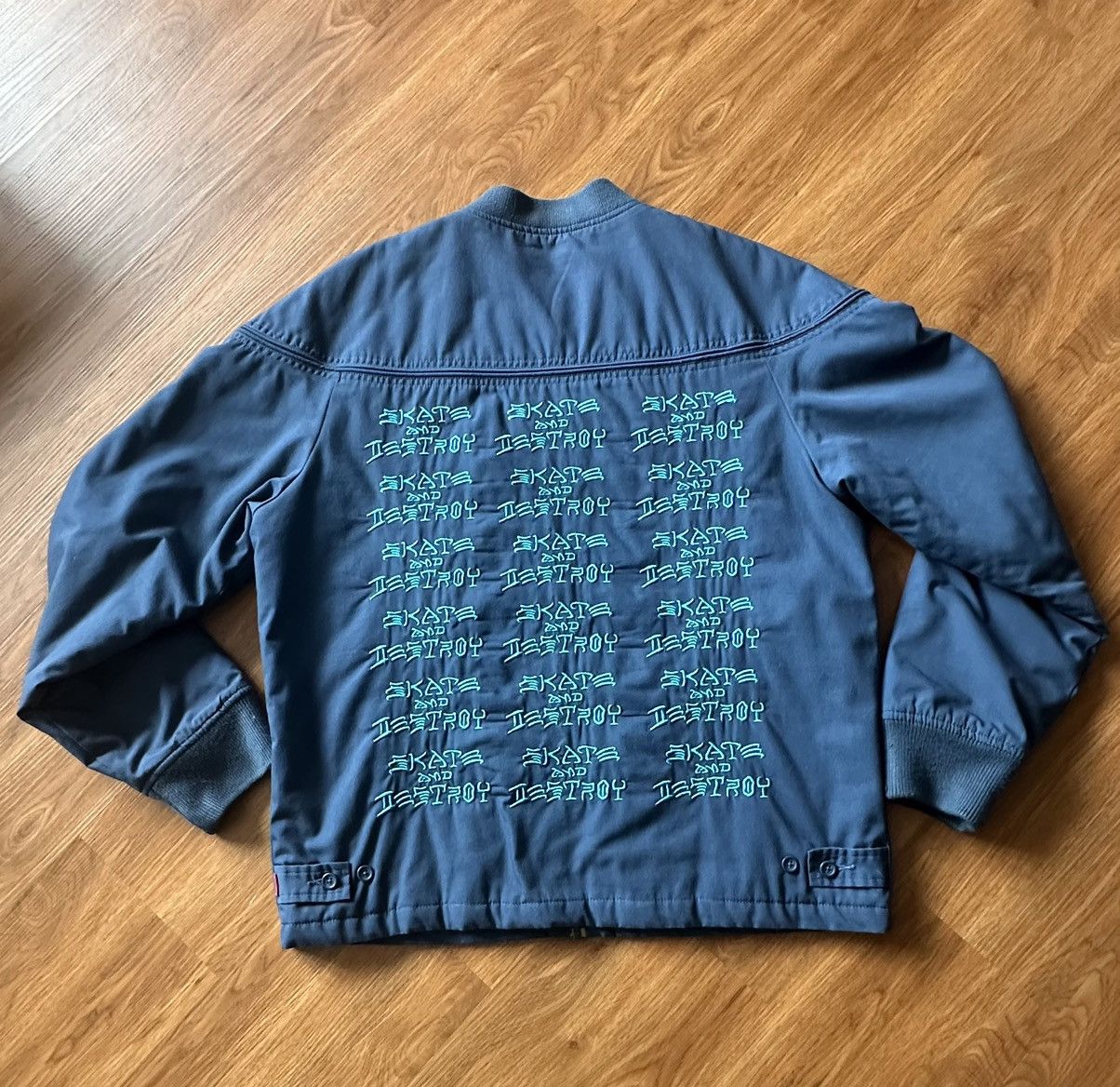 Supreme × Thrasher Supreme x Thrasher Skate And Destroy Blue Bomber Jacket (M) Size US M / EU 48-50 / 2 - 8 Thumbnail
