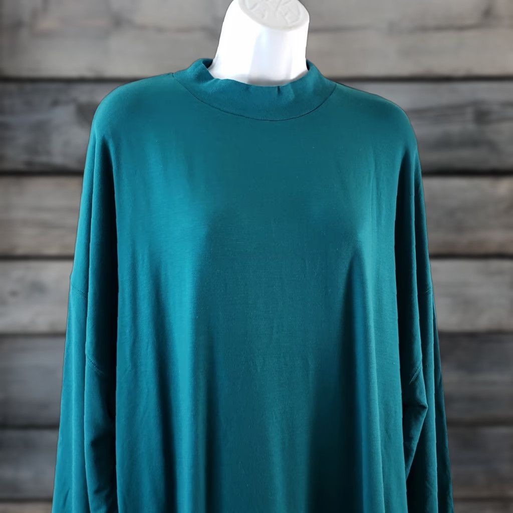 Fabletics Fabletics Pullover Jody Mock Neck Long Sleeve Oversized Sz L Teal Blue Womens Size L / US 10 / IT 46 - 1 Thumbnail