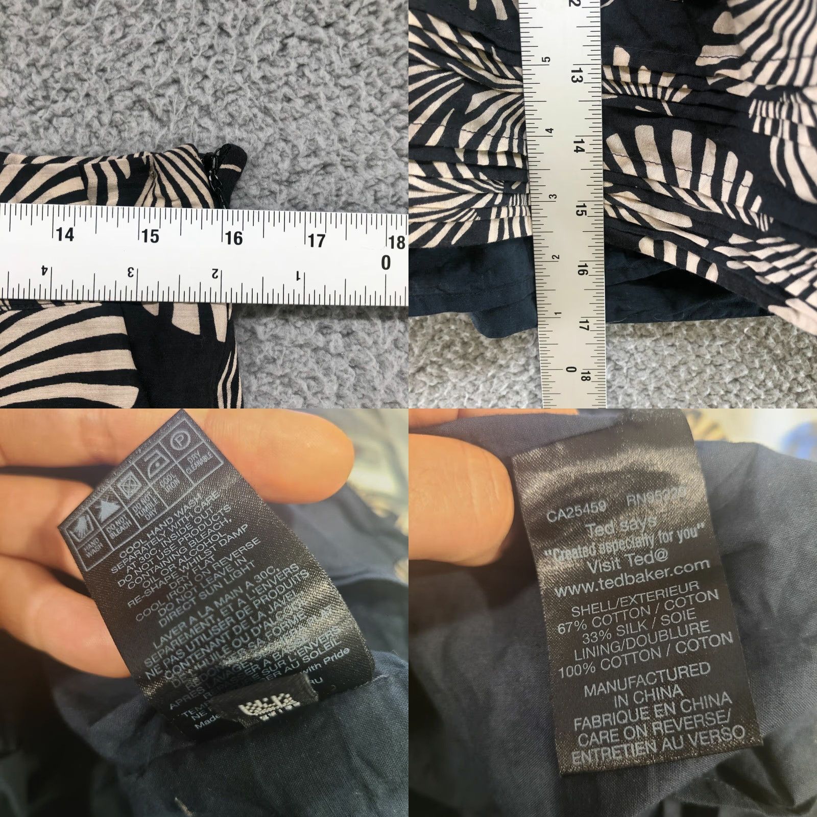 Ted Baker Ted Baker Mini Skirt Women's Size 8 Retro Floral Pleated Silk Blend Black White Size 30" / US 8 / IT 44 - 8 Thumbnail
