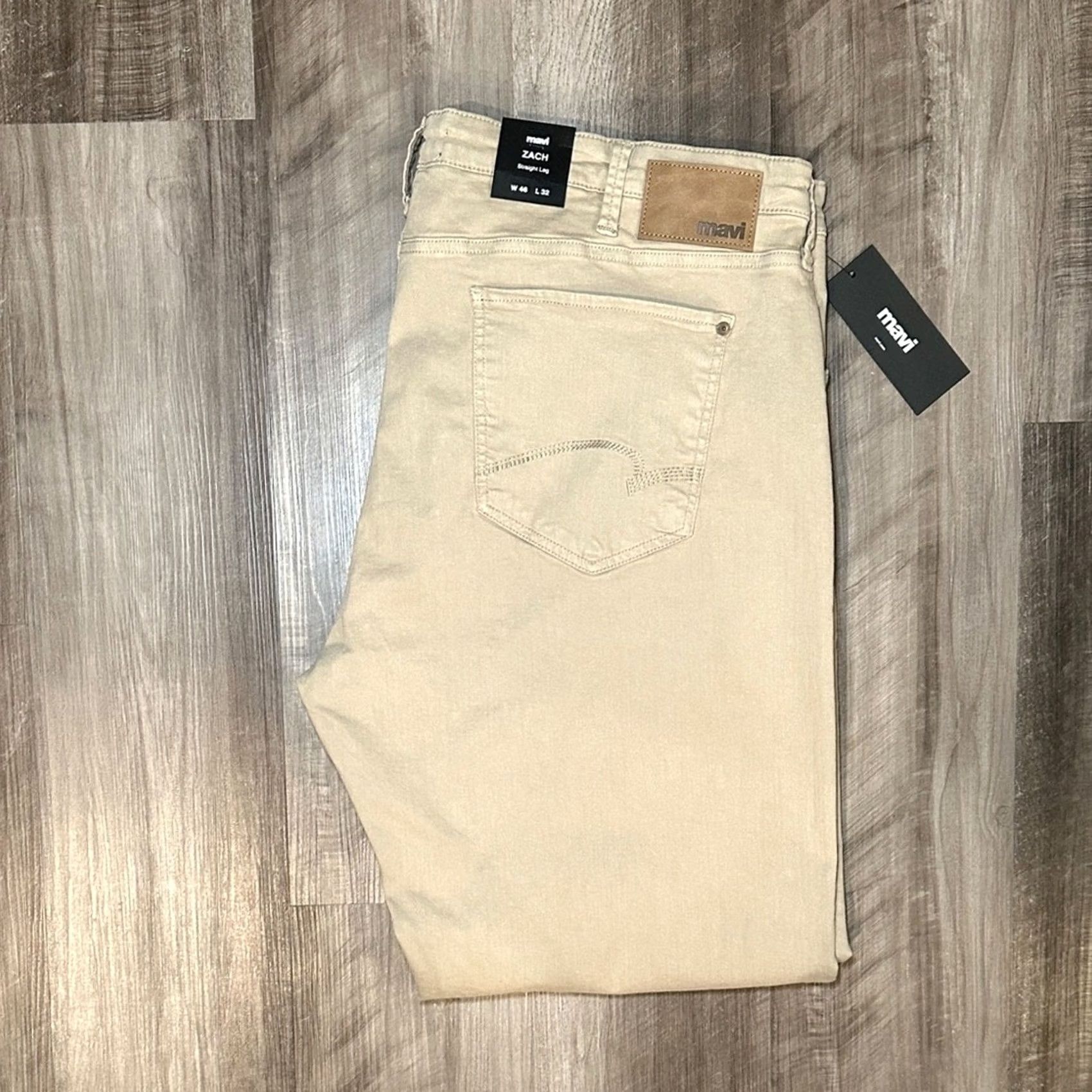 Mavi Mavi Zach Straight Leg Stone Washed Comfort Jeans 46x32 Mens Tan Khaki 92% Cotton 6% Polyester 2% Spandex NWT Size US 30 / EU 46 - 2 Thumbnail