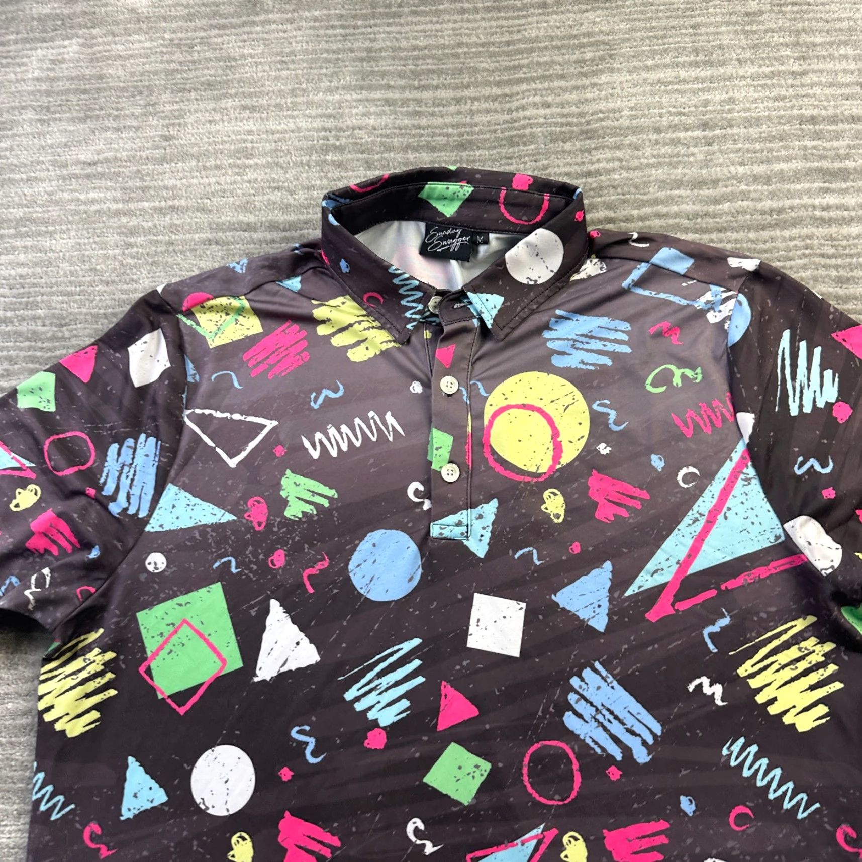 Vintage Sunday Swagger Polo Shirt Mens M All Over Print Floral Short Sleeve Collared Pullover Golf Size US M / EU 48-50 / 2 - 3 Thumbnail