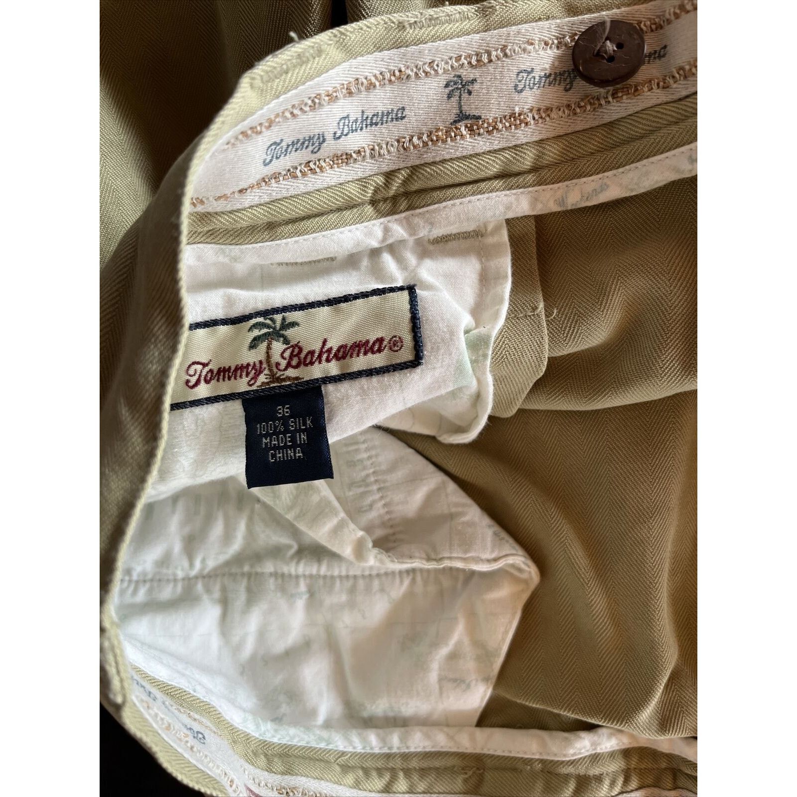 Tommy Bahama Tommy Bahama Relax Mens 36x27 Beige Silk Straight Cuff Pants Size US 36 / EU 52 - 14 Thumbnail