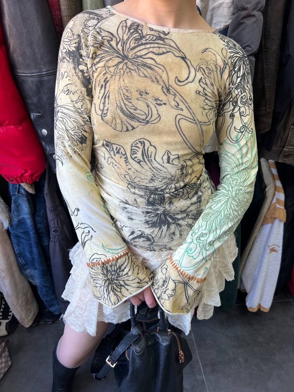 Roberto Cavalli vintage Roberto Cavalli Flowers ink print y2k Top Size S / US 4 / IT 40 - 1 Thumbnail