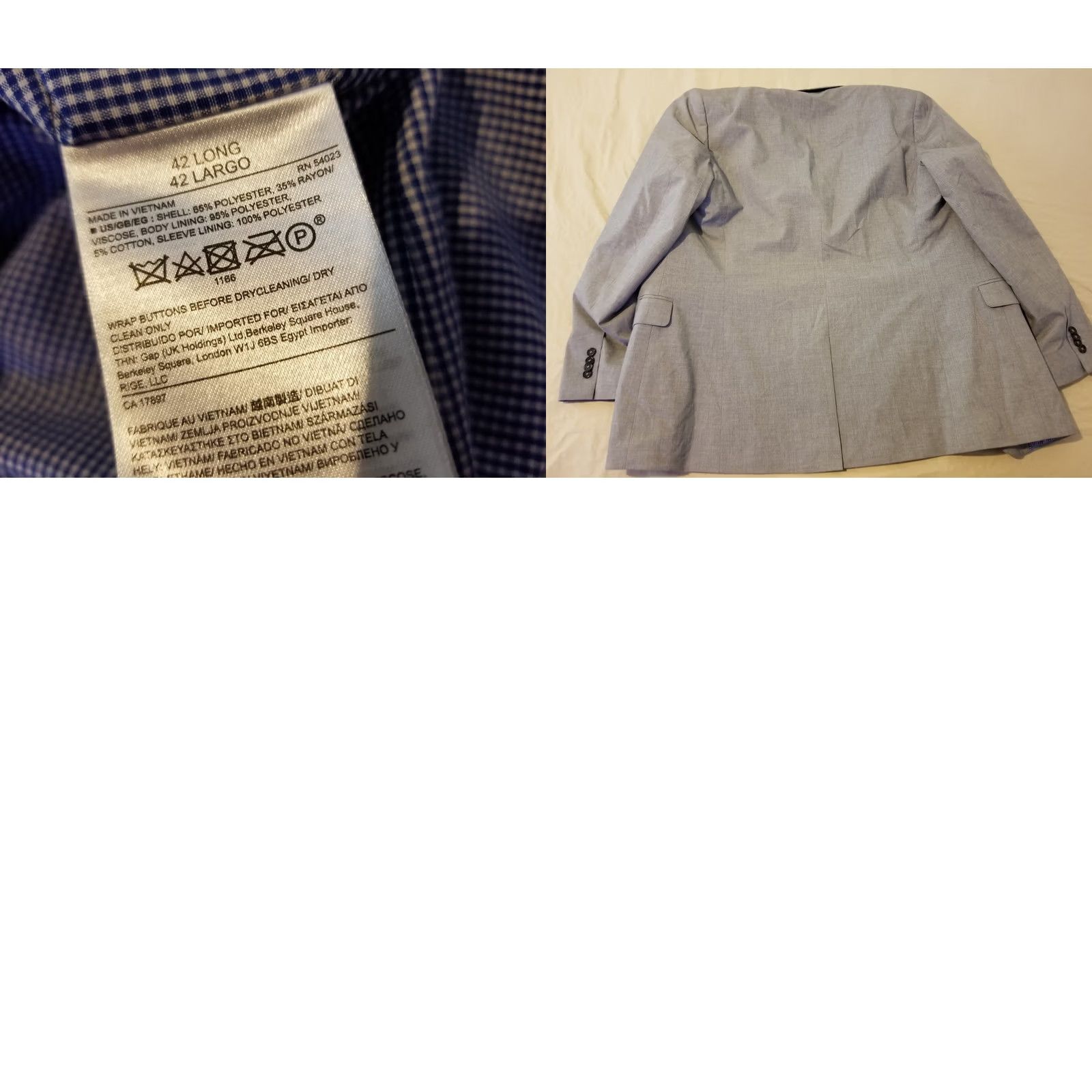 Banana Republic Mens Banana Republic Gray Jacket Blazer 42L Size 42R - 8 Thumbnail