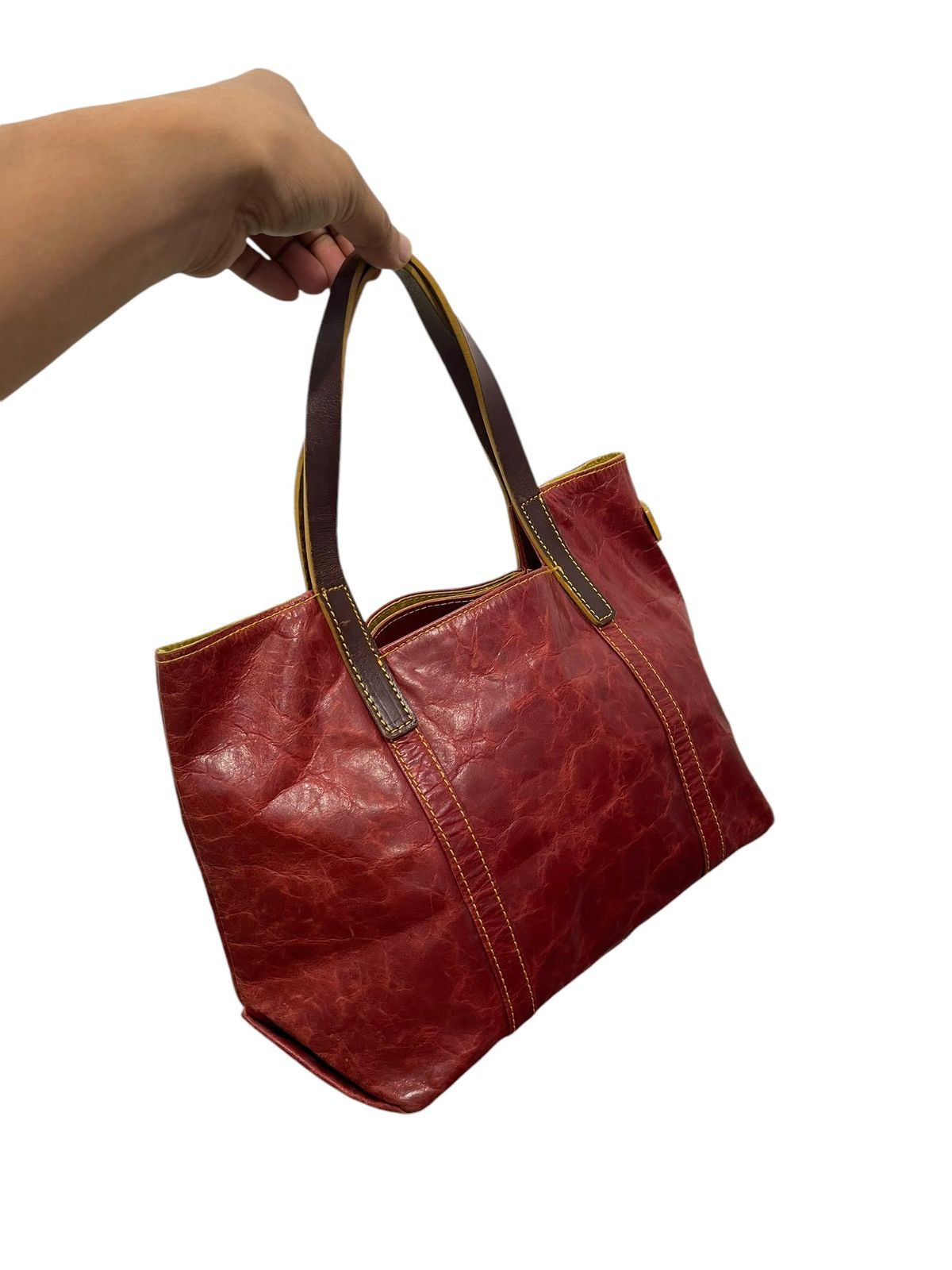 Genuine Leather Full Leather Pelle Borsa Burgundy Tote Bag 1🟩0 Size ONE SIZE - 3 Thumbnail