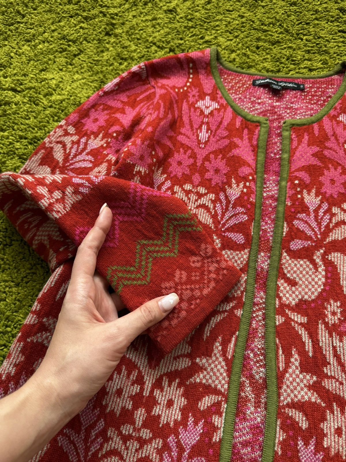 Designer Gudrun Sjoden avant garde floral pattern cardigan sweater Size S / US 4 / IT 40 - 4 Thumbnail