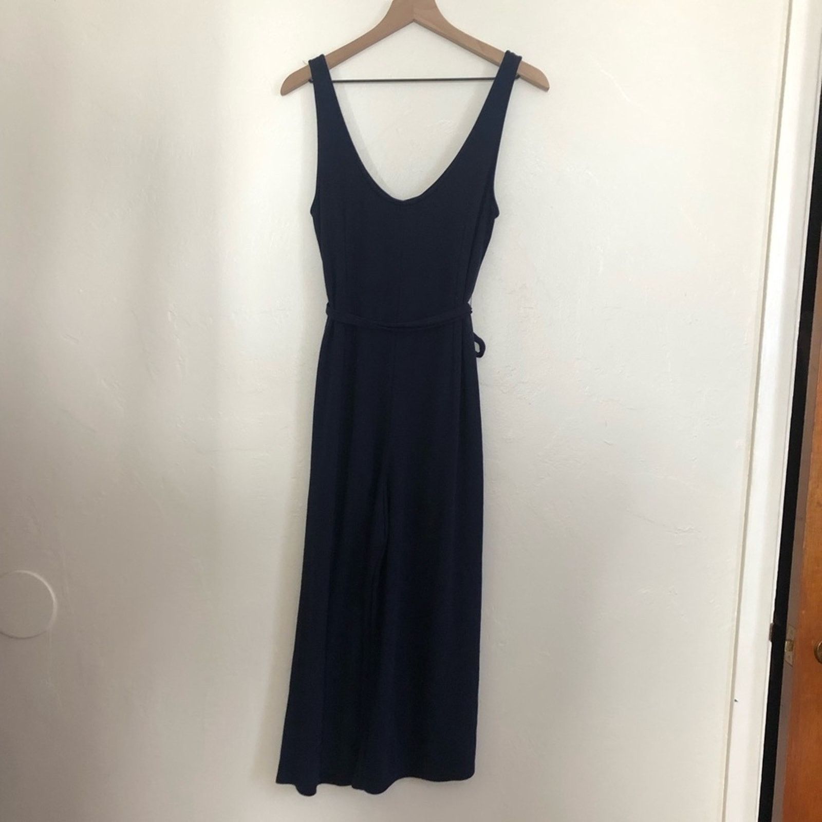 Urban Outfitters Urban Outfitters Corrine Cupro Navy Blue Wide Leg Jumpsuit Size 27" / US 4 / IT 40 - 5 Thumbnail