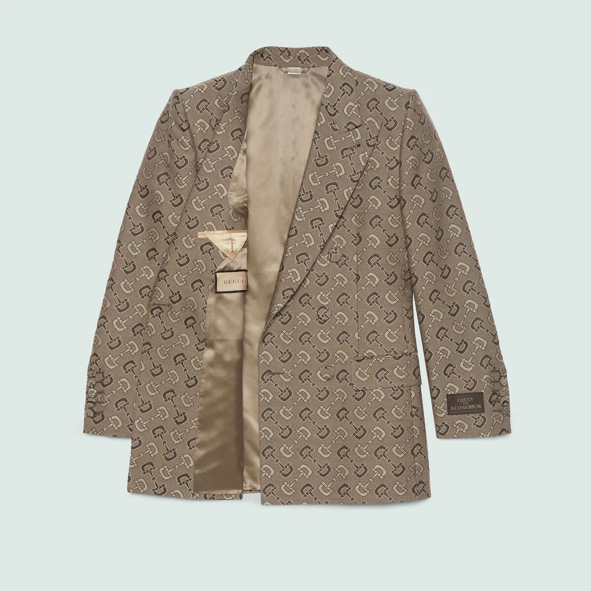 Gucci o1s1wg110125 Maxi Horsebit Cotton Jacket in Beige/Brown Size US L / EU 52-54 / 3 - 8 Thumbnail