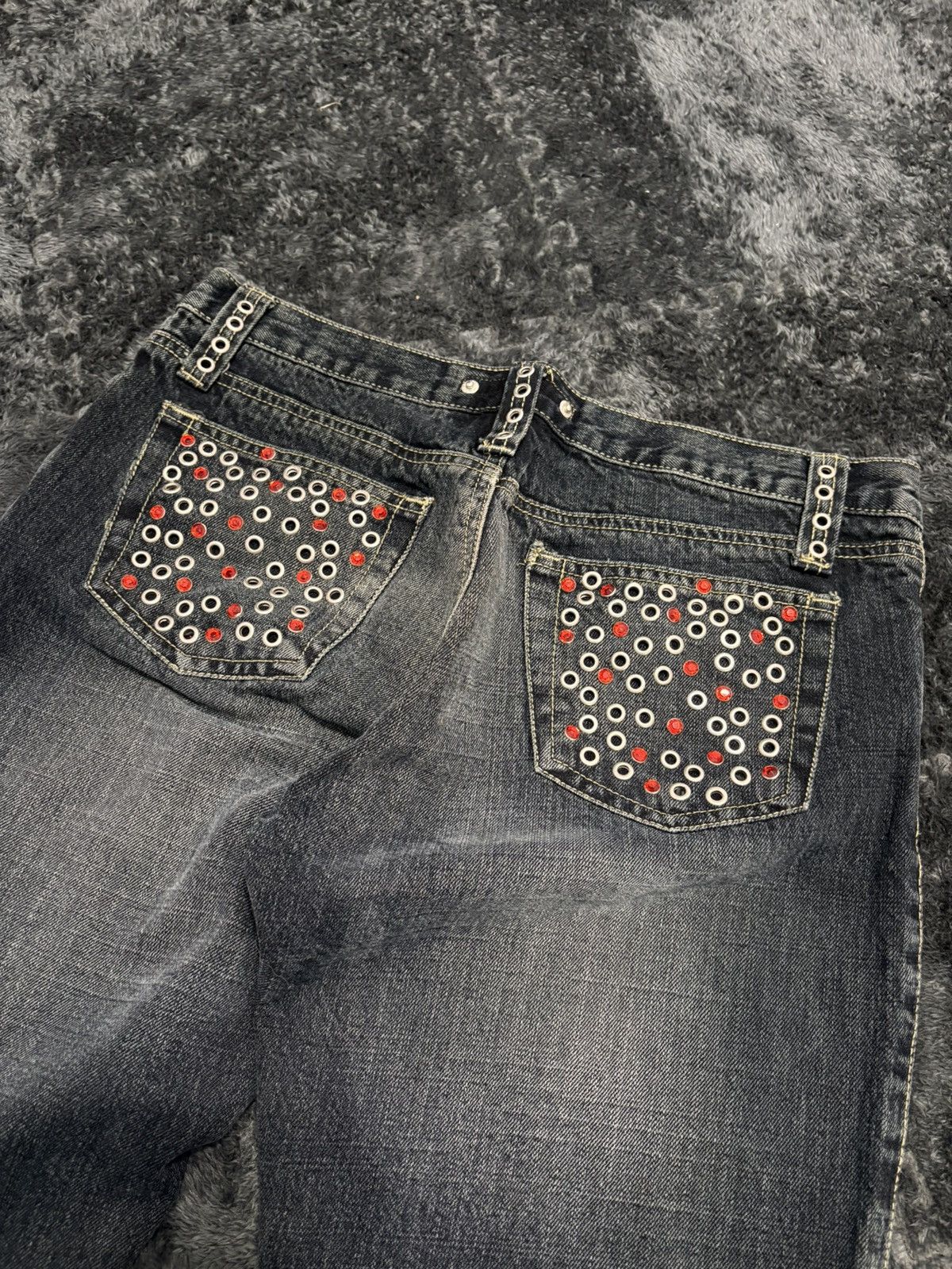 Miss Sixty Rare Studded Y2K Wide Flared Fit Jeans Miss Me Style Size 27" / US 4 / IT 40 - 4 Thumbnail