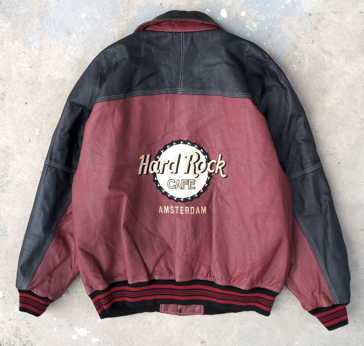 Hard Rock Cafe Amsterdam Leather Jacket Vintage Men's Size deals L Love All Serve All