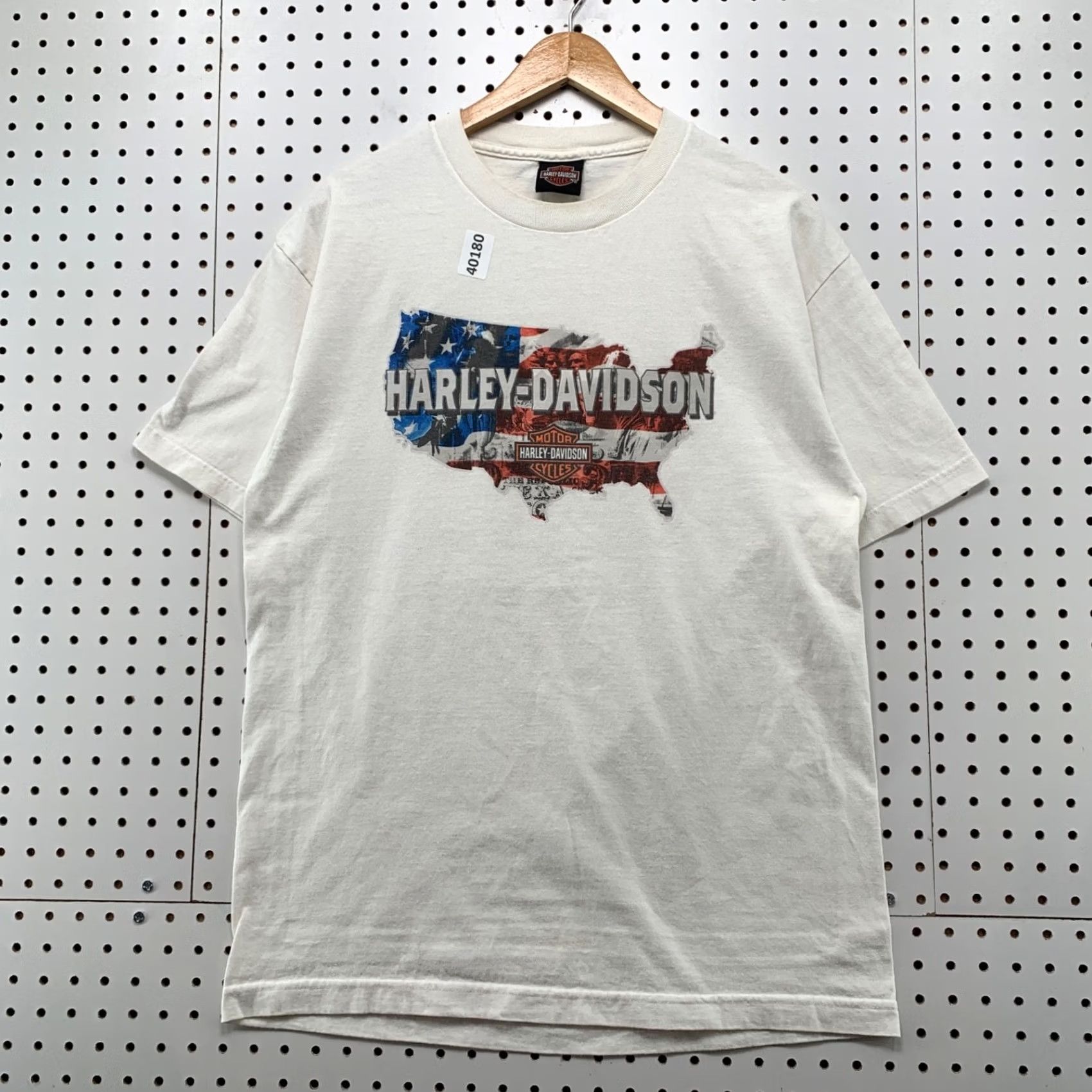 Harley Davidson VINTAGE Harley Davidson Shirt Mens Large White USA Flag Engine Graphic Size US L / EU 52-54 / 3 - 2 Thumbnail