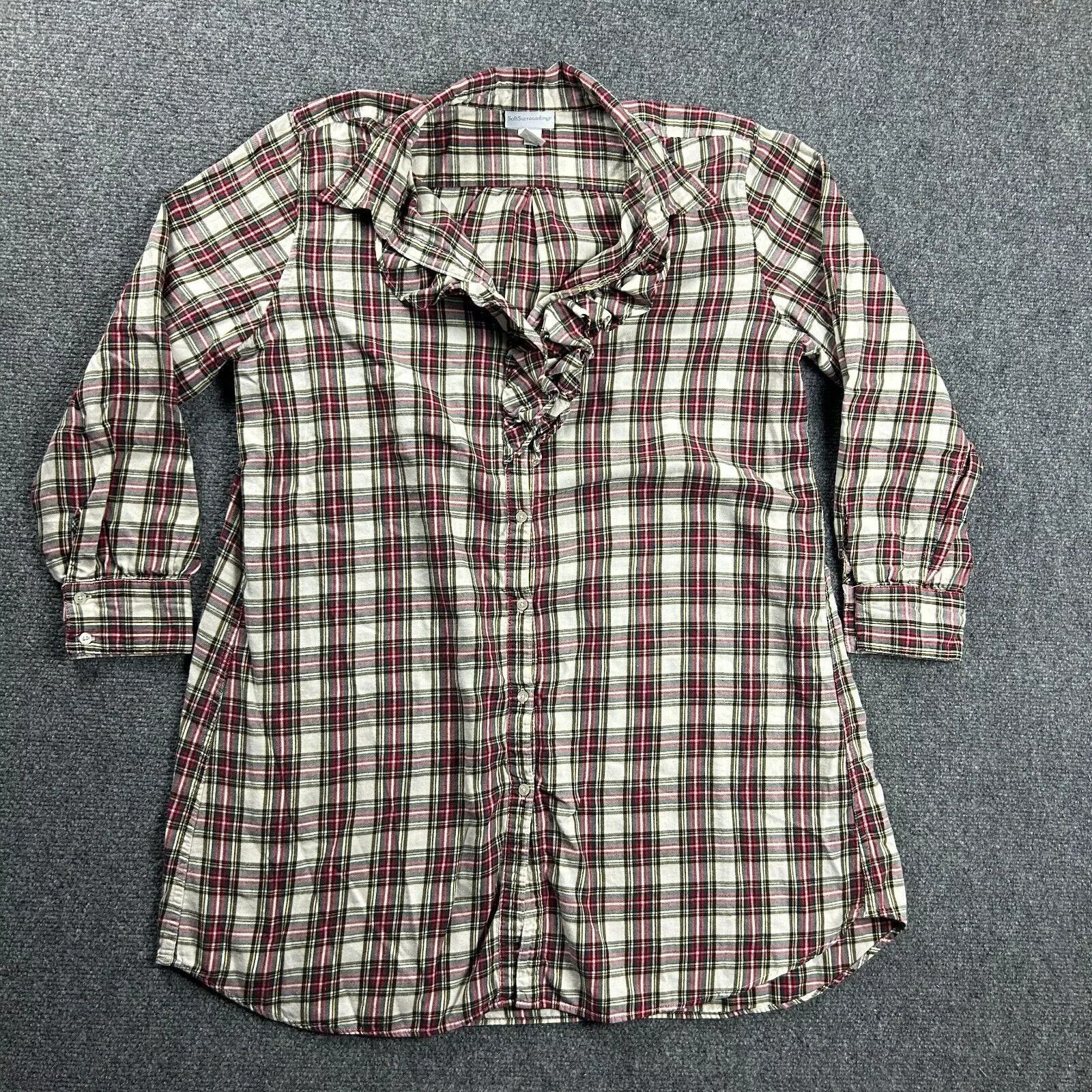 Other Soft Surroundings Pajama Top Womens Large Plaid Flannel Size L / US 10 / IT 46 - 1 Thumbnail