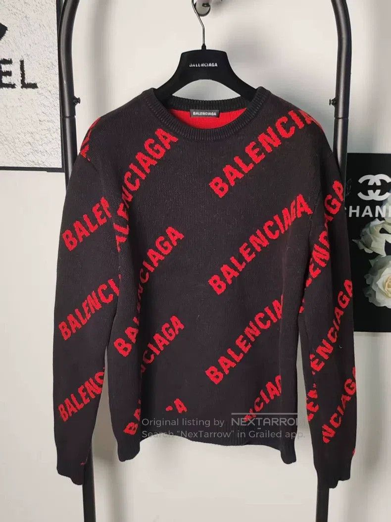 Balenciaga Balenciaga Bullet Screen Embroidered Knit Sweater Size US S / EU 44-46 / 1 - 1 Thumbnail
