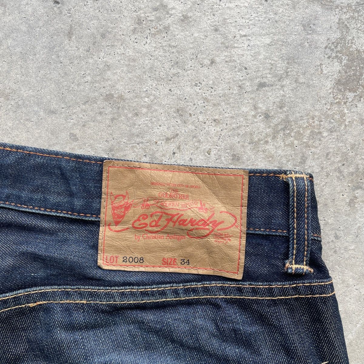 Christian Audigier Vintage Ed Hardy BAGGY “Death Before Dishonor” Jeans Pants Size US 36 / EU 52 - 11 Thumbnail