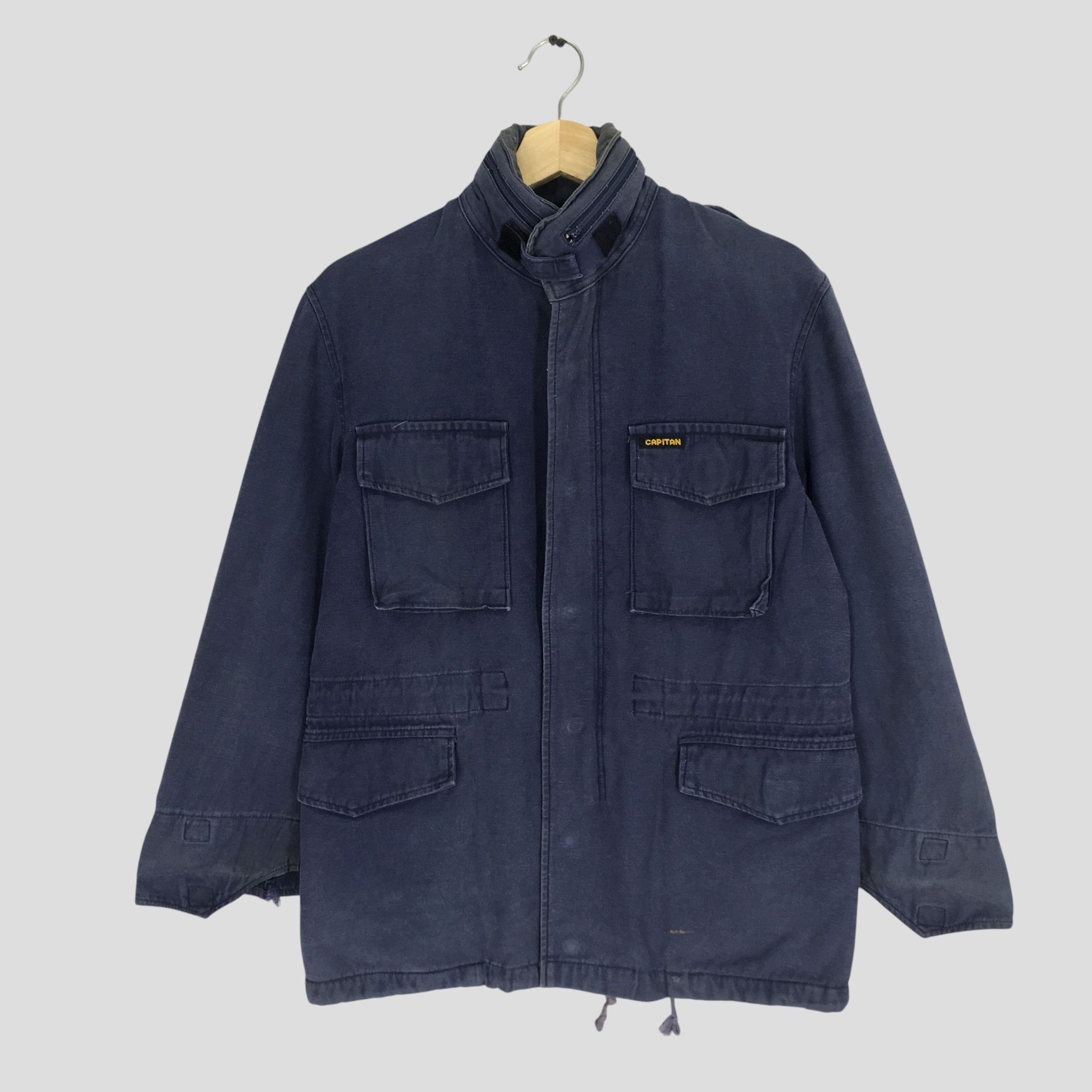 Japanese Brand Vintage Capitan Japan Frenchwork Worker Jacket Faded Blue Size US S / EU 44-46 / 1 - 1 Thumbnail