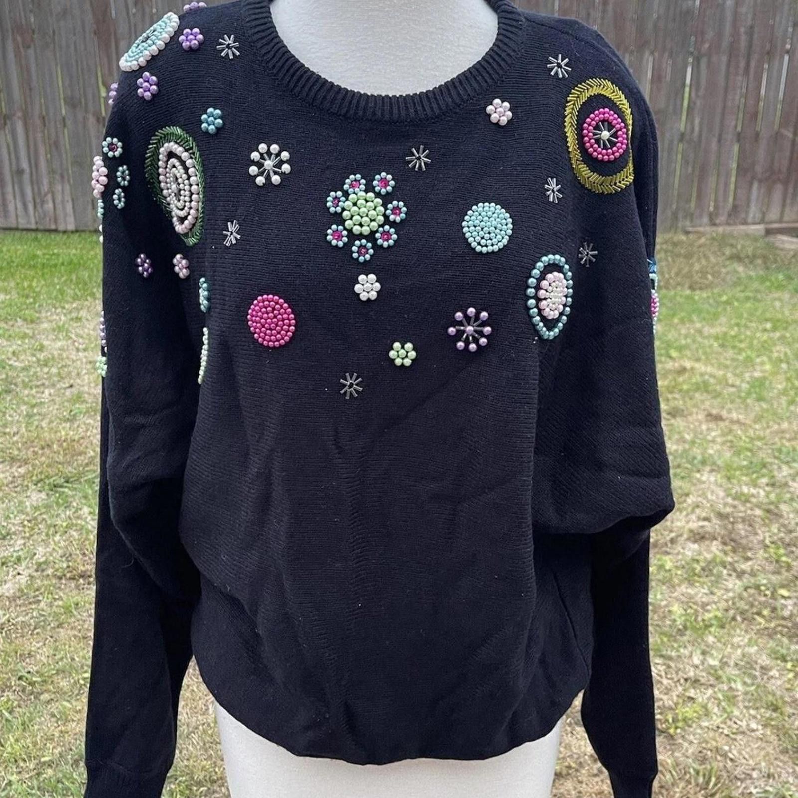 Other 80's Darian Knit Sweater Black Size L Retro Size L / US 10 / IT 46 - 1 Thumbnail
