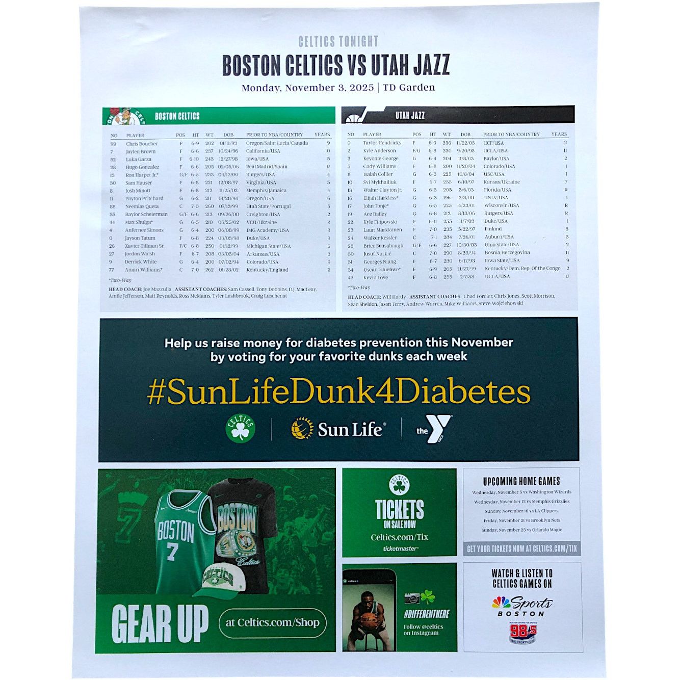 NBA Boston Celtics v Utah Jazz 11/3/25 Poster Payton Pritchard Size ONE SIZE - 2 Thumbnail