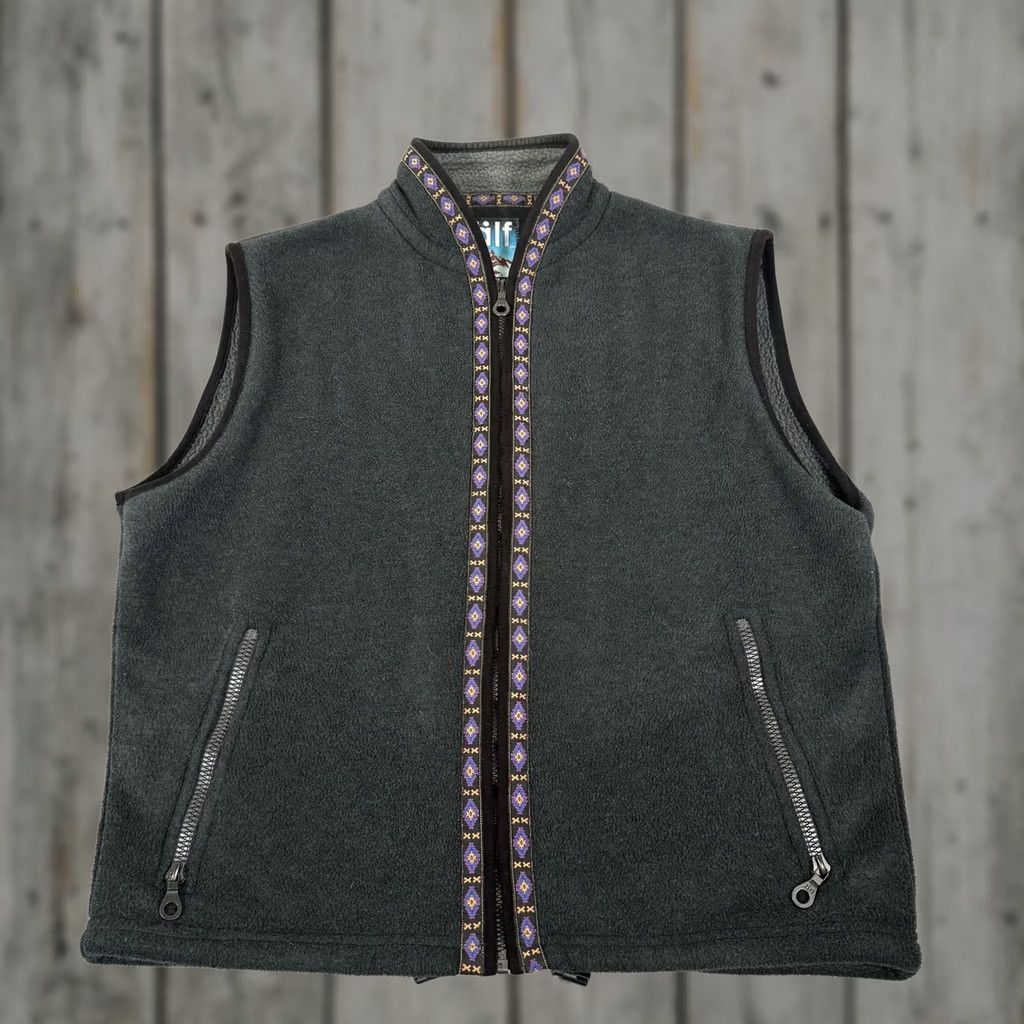 Vintage Kuhl Mens Vest Gray Fleece Zip Front Outdoor 90s Älf Stand Collar Pockets Short Length Size US L / EU 52-54 / 3 - 1 Thumbnail