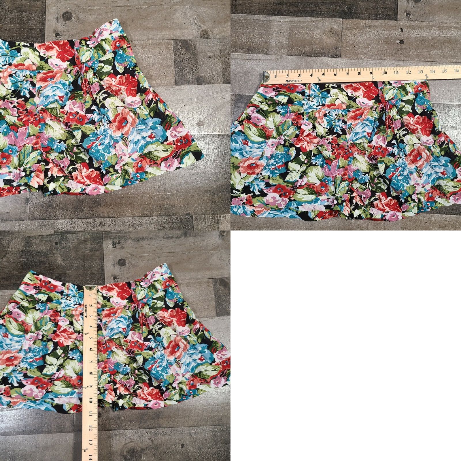 Forever 21 FOREVER 21 Shorts Womens S Green Floral Pleated Front Zip Culotte Casual Summer Spring Size 26" / US 2 / IT 38 - 8 Thumbnail