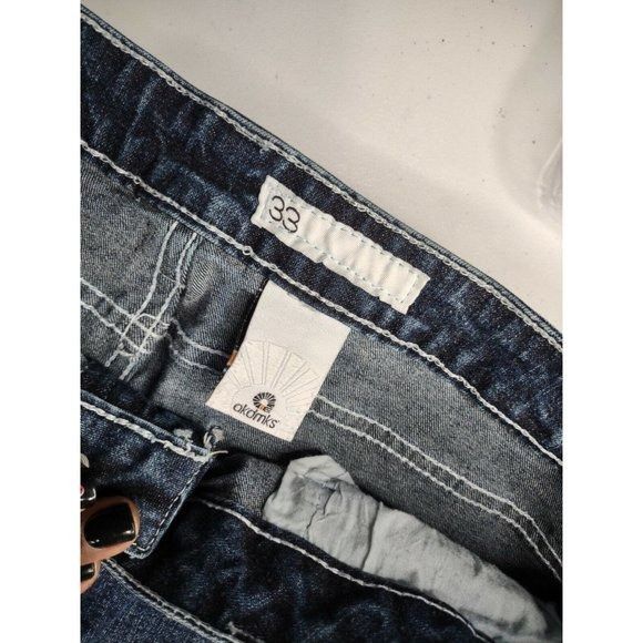 Other Akademiks Womens Cropped Stretch Blue Jeans Akdmks Waist 33 Size 33" - 6 Thumbnail