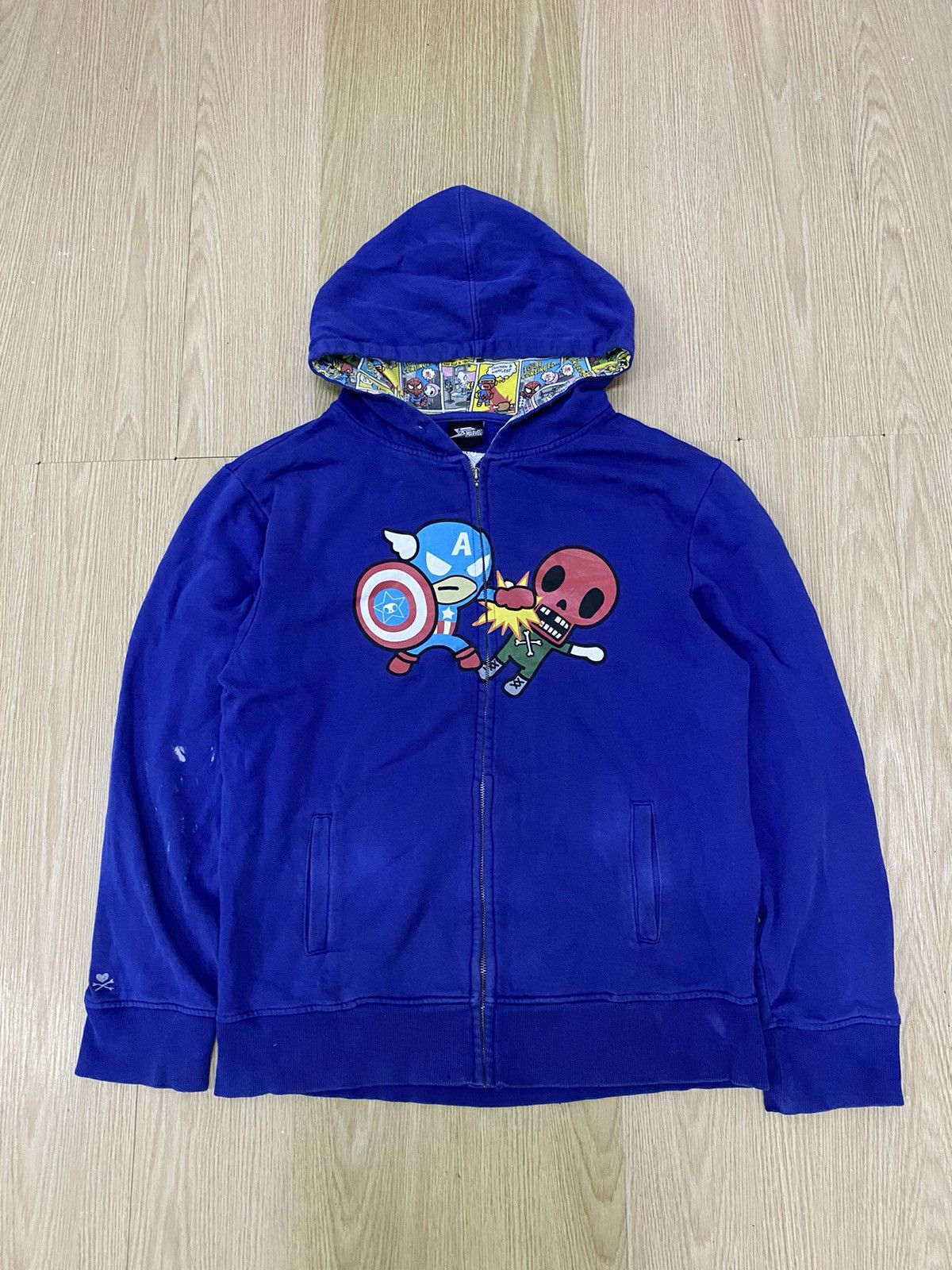 image of Marvel Comics x Tokidoki Marvel X Tokidoki Collaboration Edition Hoodie in Blue, Men's (Size Large)