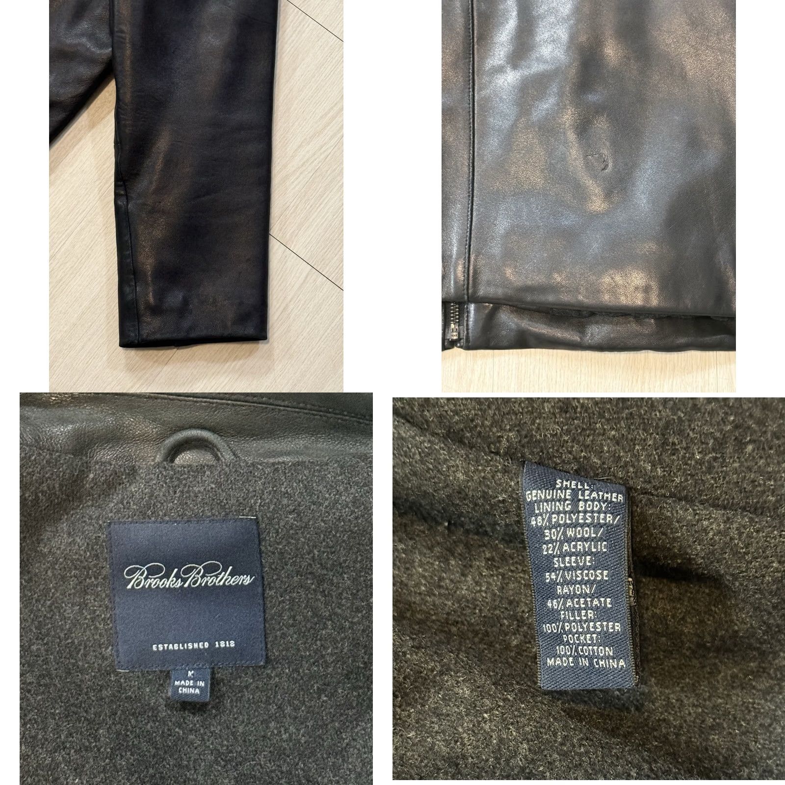 Brooks Brothers Brooks Brothers Bomber Jacket M Leather Wool Lined Black Zip Mens Casual Size US M / EU 48-50 / 2 - 8 Thumbnail