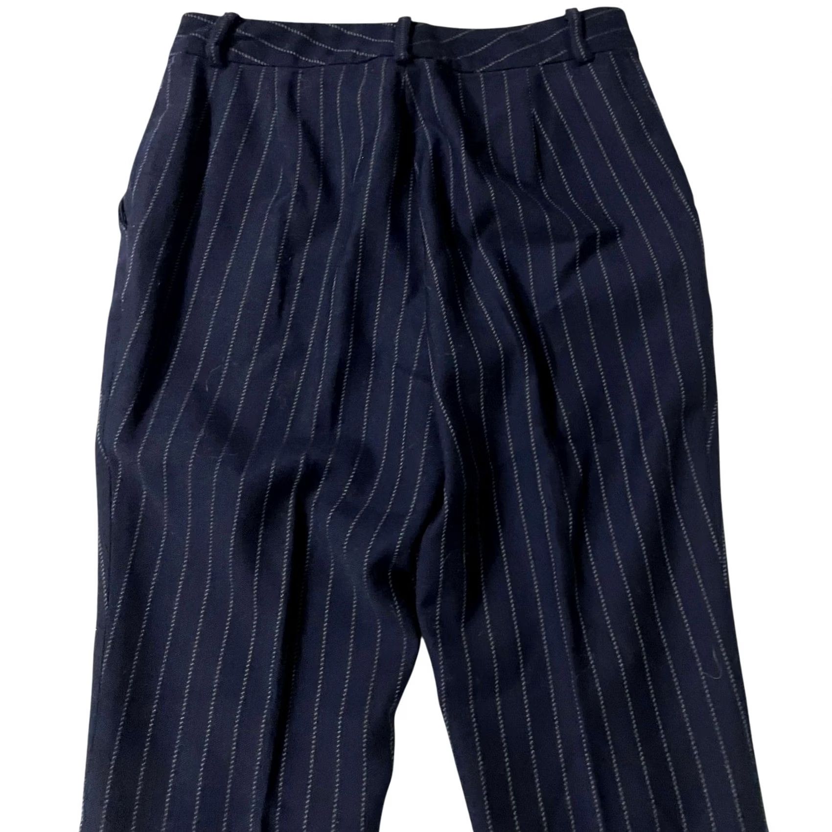 Vintage VINTAGE? Lauren Ralph Lauren Women’s Wool Pants Pinstripe Office Preppy Navy Trousers 2P Size 26" / US 2 / IT 38 - 4 Thumbnail