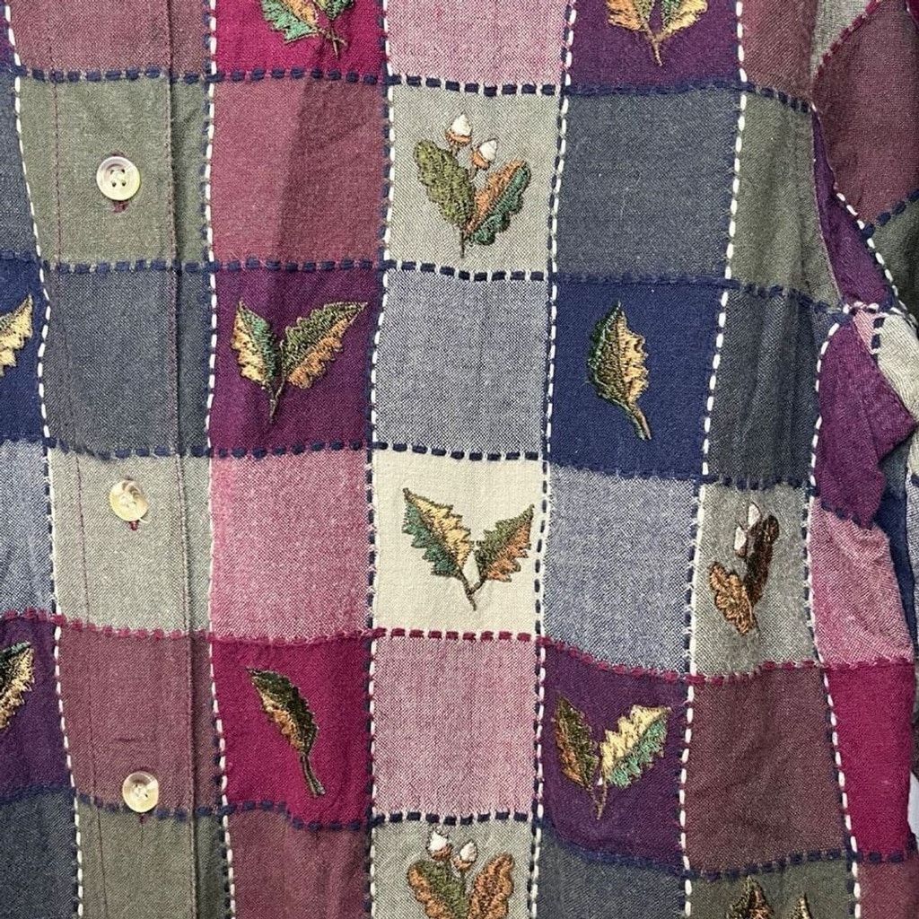 Vintage Vtg Bobbie Brooks Fall Leaves Plaid Button Up Shirt Sz L Size L / US 10 / IT 46 - 7 Thumbnail