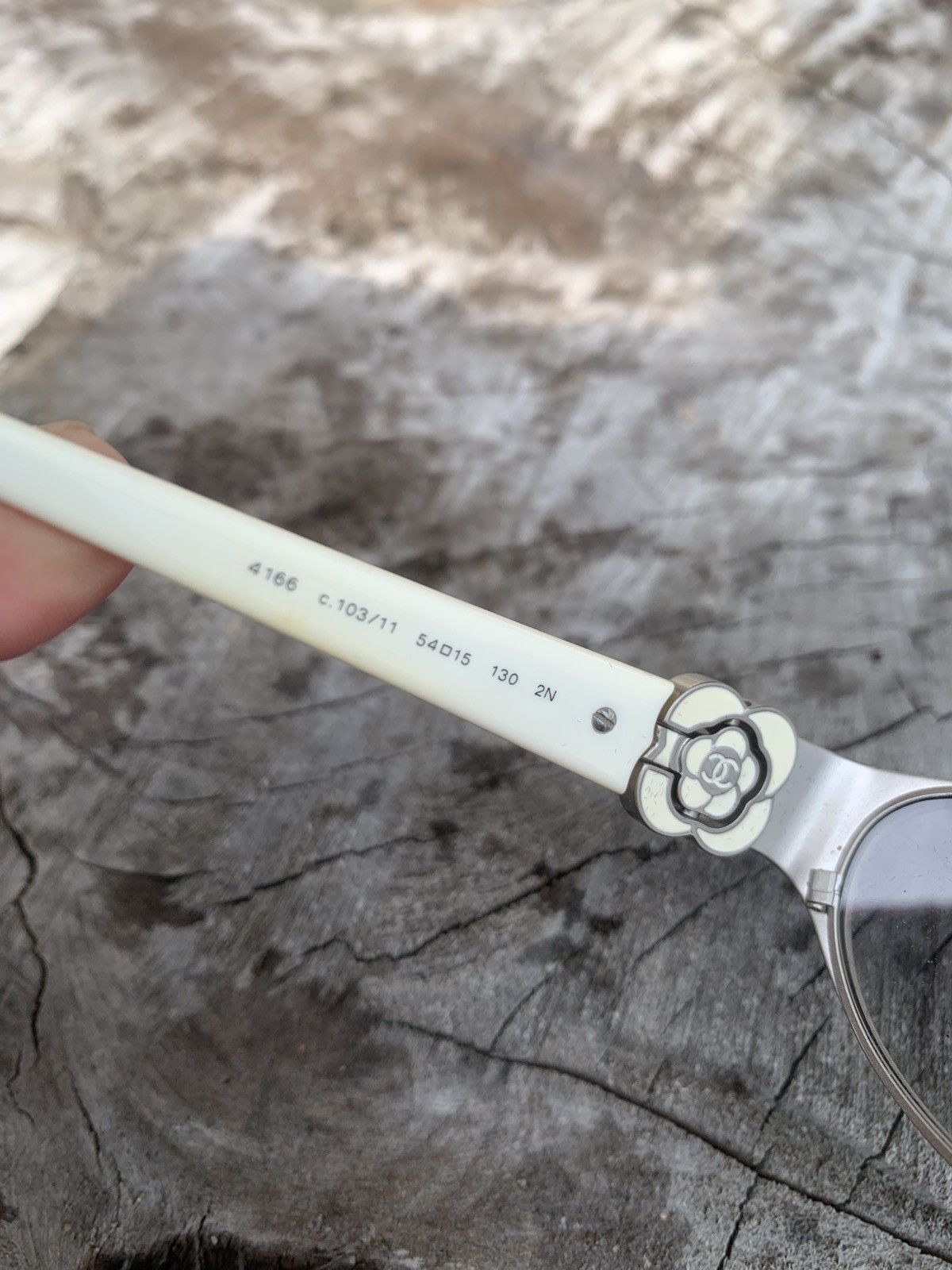 Chanel Chanel Silver/Gray Camellia Rectangle Sunglasses Size ONE SIZE - 11 Thumbnail