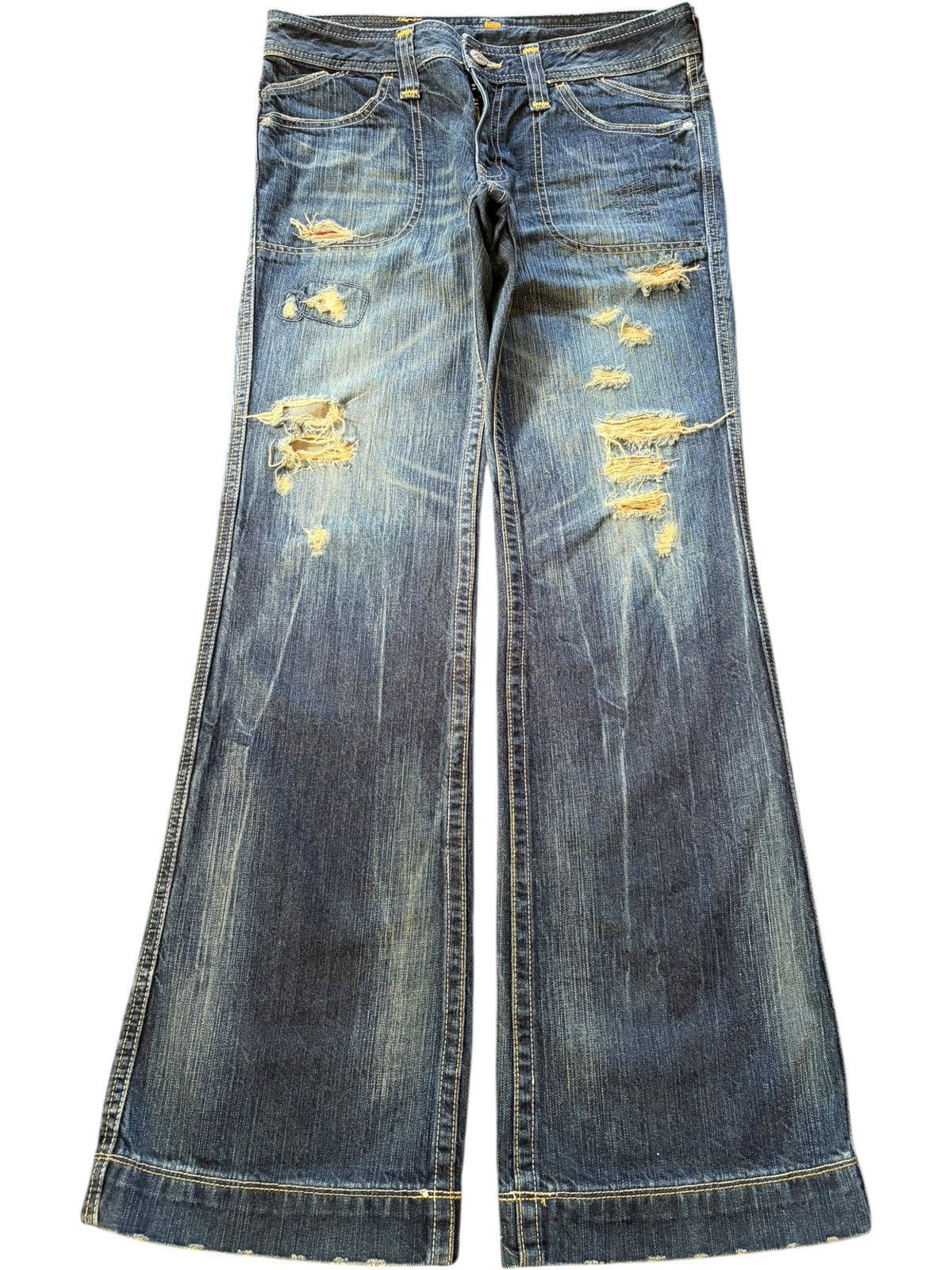 Hysteric Glamour Vintage Japanese Brand Rusty Wash Distress Flare Jeans Size 31" - 1 Thumbnail
