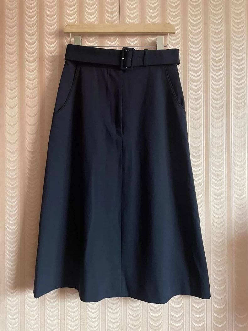 Y's Y's size os Blue and Black Half Skirt Wool Skirt Size 25" / US 0 / IT 36 - 1 Thumbnail