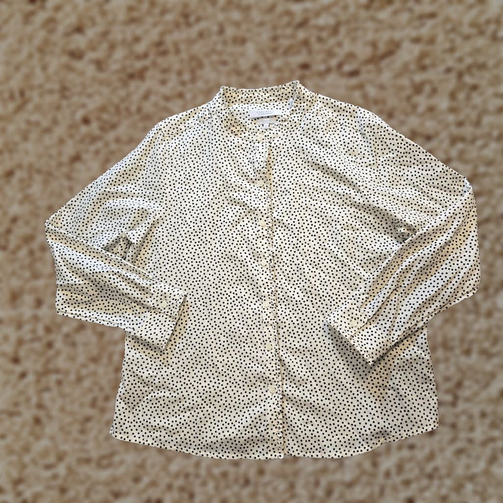 Vintage Foxcroft Blouse Womens 18 White Polka Dot Long Sleeve Button Wrinkle Free Career Size XXL / US 16-18 / IT 52-54 - 1 Thumbnail
