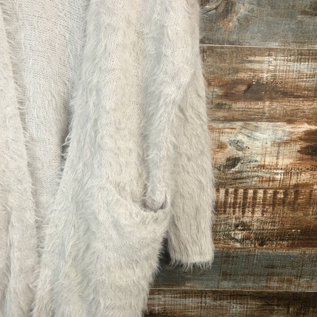 Homespun Knitwear Archives Grey fur mohair shaggy Cardigan Knitwear #A1325 Size M / US 6-8 / IT 42-44 - 8 Thumbnail