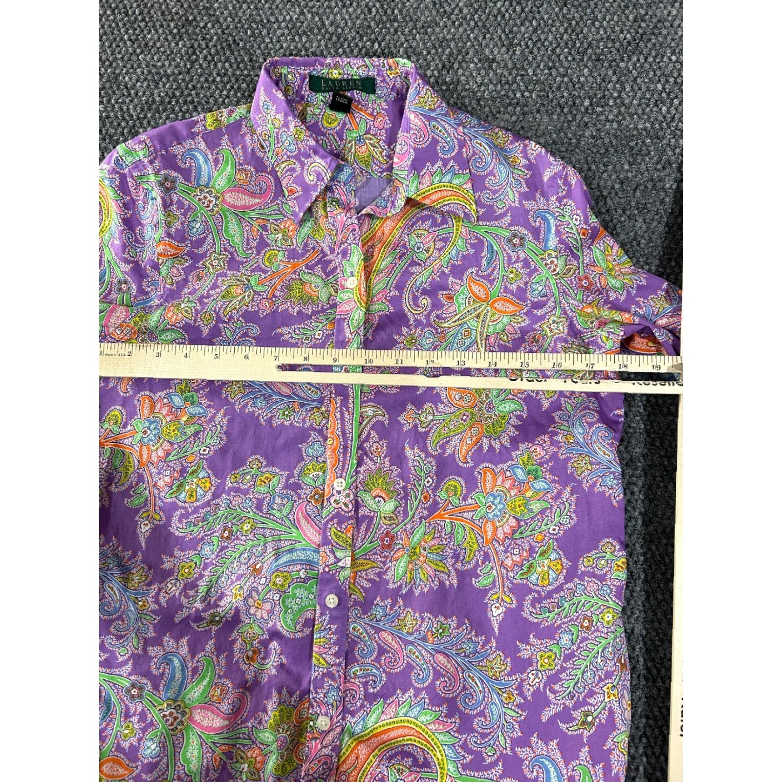 Ralph Lauren Lauren Ralph Lauren blouse Womens Small purple multicolor paisley button front Size S / US 4 / IT 40 - 3 Thumbnail