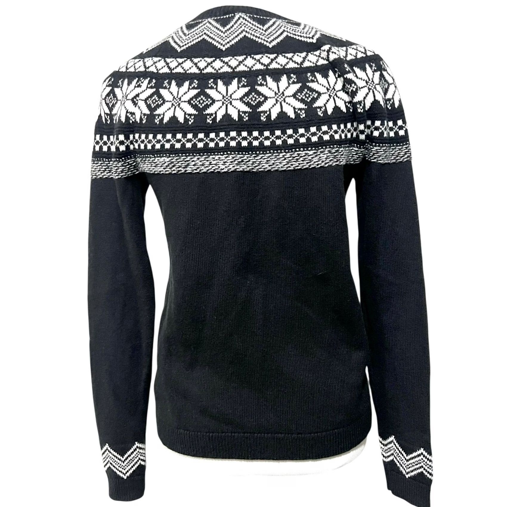 Talbots Talbots Snowflake Fair Isle Cardigan Cotton Blend Black & White Women’s XS Cardigan Womens XS Black White Fair Isle Knit Winter Casual Vintage? Size XS / US 0-2 / IT 36-38 - 6 Thumbnail