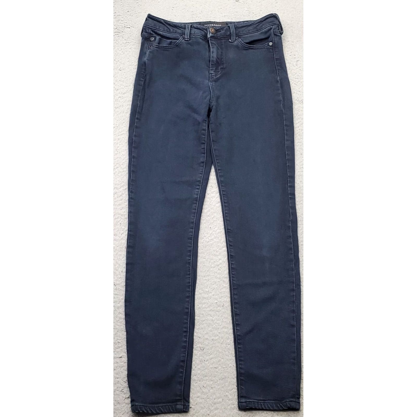 Vintage Liverpool Jeans Women's 2/26 Blue Denim High Rise Dark Wash Stretch Ankle Skinny Jeans Size 26" / US 2 / IT 38 - 2 Thumbnail