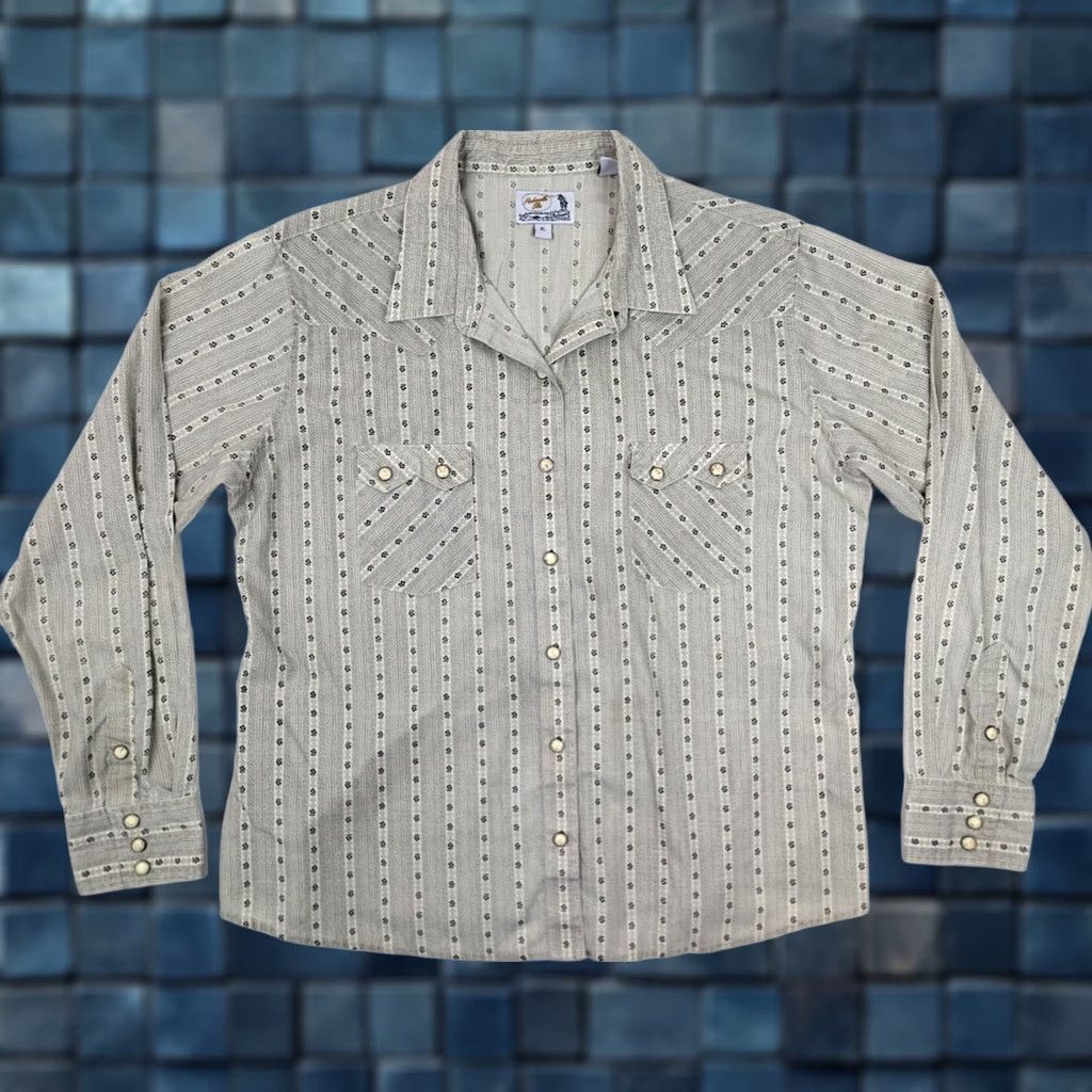 Vintage Vtg Panhandle Slim Western Shirt Men XL Geometric Stripe Pearl Snap Button-Up Casual Western Shirt Size US XL / EU 56 / 4 - 1 Thumbnail
