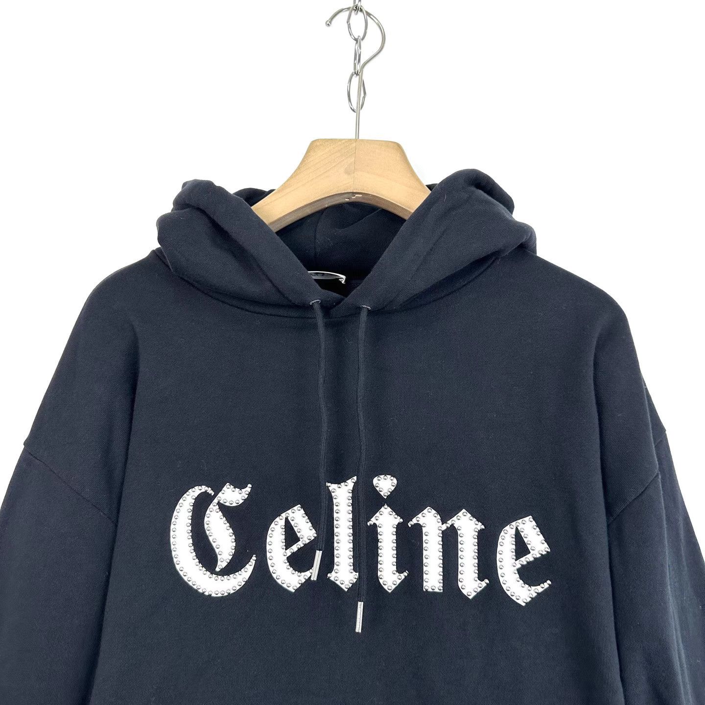 Celine Celine SS22 Cosmic Cruiser Black Fleece Studded Hoodie K12 Size XL / US 12-14 / IT 48-50 - 3 Thumbnail