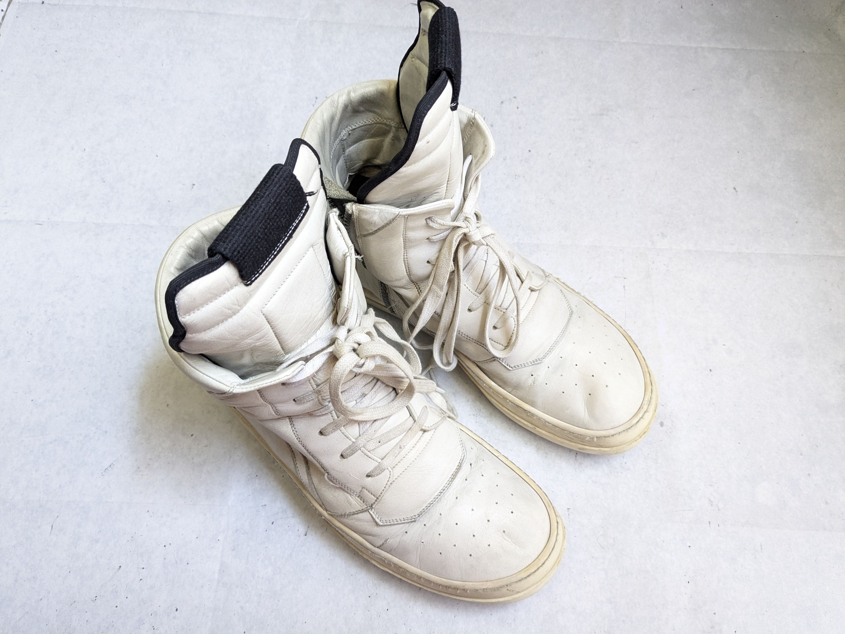 Rick Owens Rick Owens Geobaskets White 9 42 Leather High Tops Size US 9 / EU 42 - 2 Thumbnail