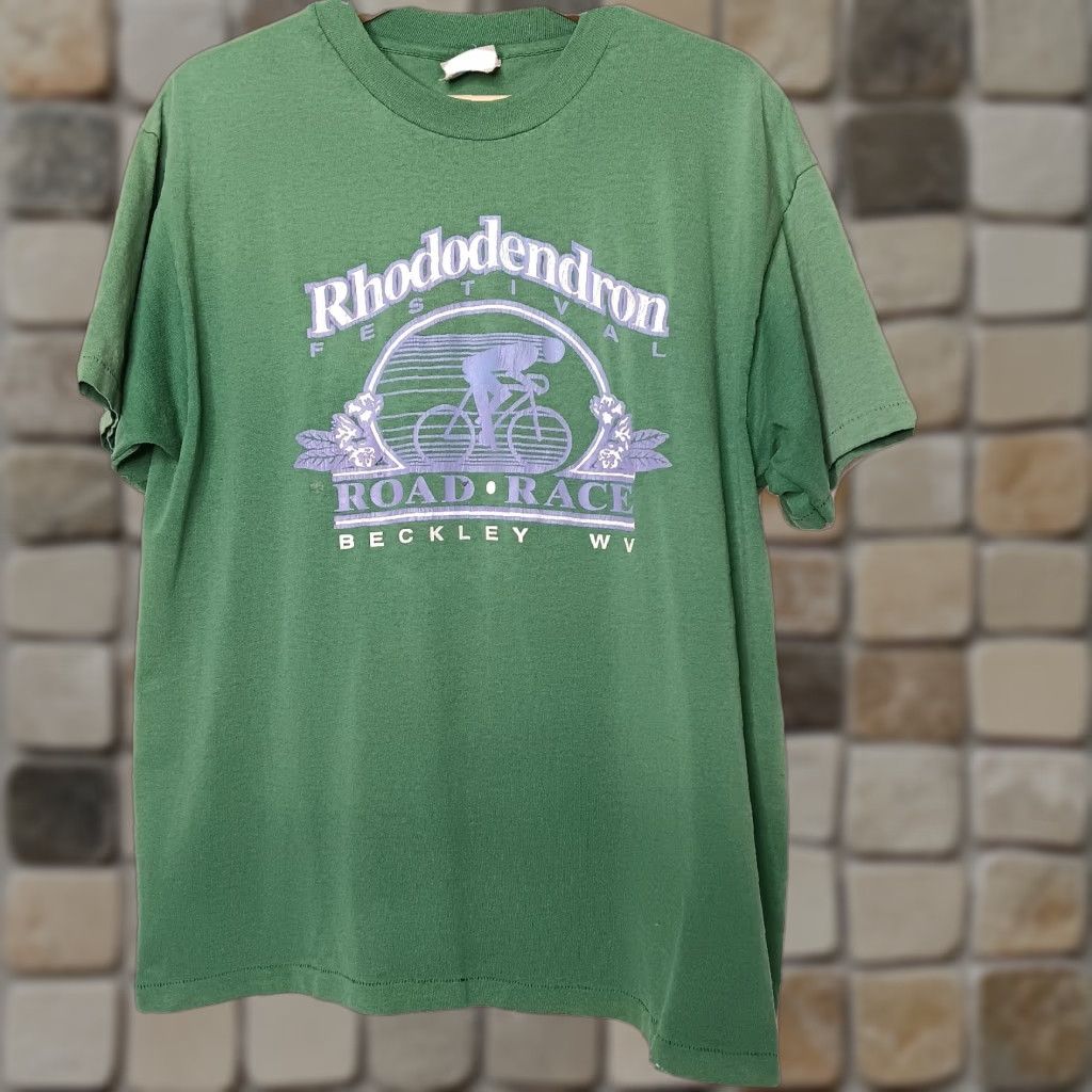 Hanes VINTAGE Rhododendron Road Bike Race Shirt Large Men Cycling Beckley WV Single Stitch Size US L / EU 52-54 / 3 - 1 Thumbnail
