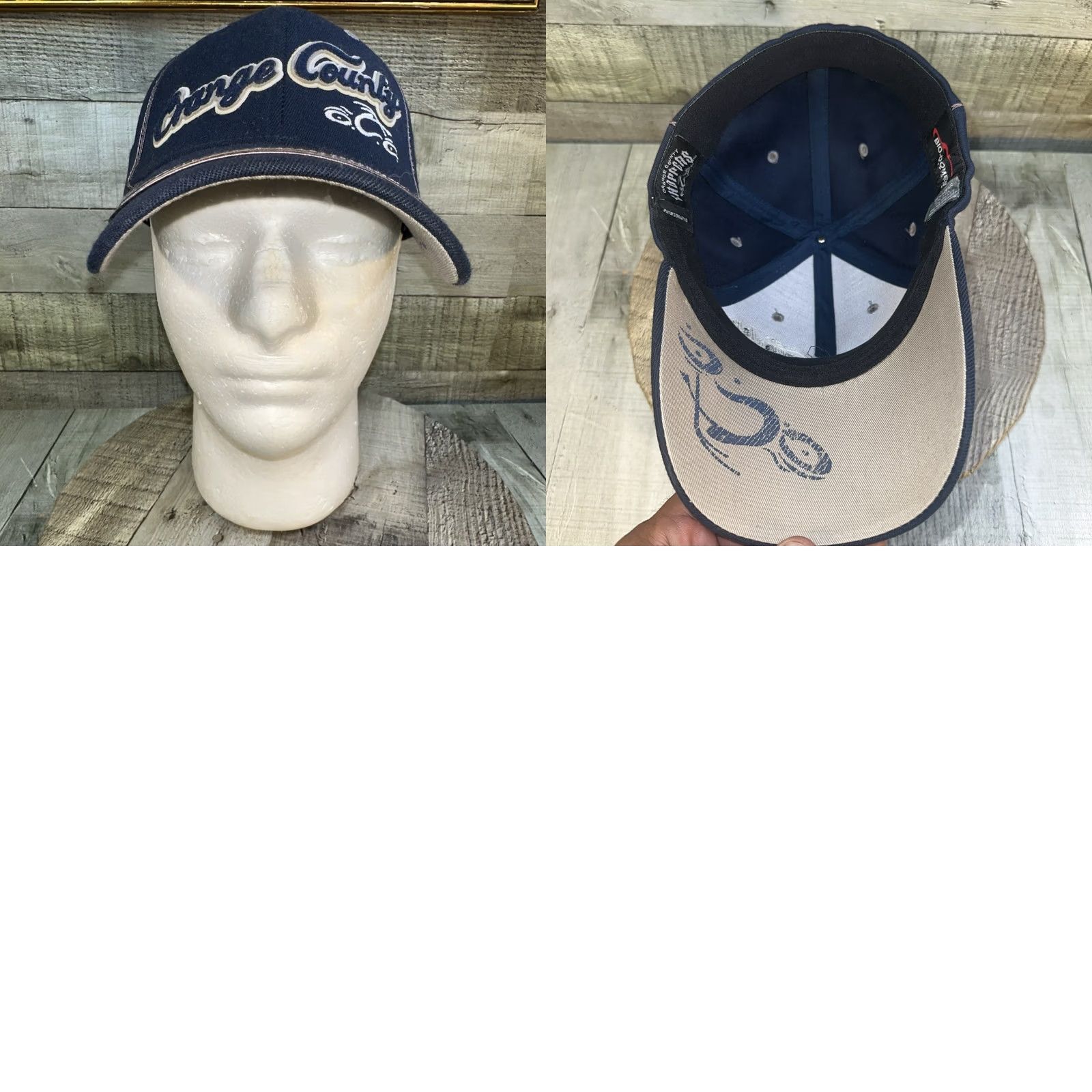 Vintage VINTAGE Bio-Domes Headgear Cap Hat Baseball Blue Flex Fit Stretch Med/Large Unisex Adults Men Women Biker OC Choppers Stritch Stitch Size ONE SIZE - 9 Thumbnail