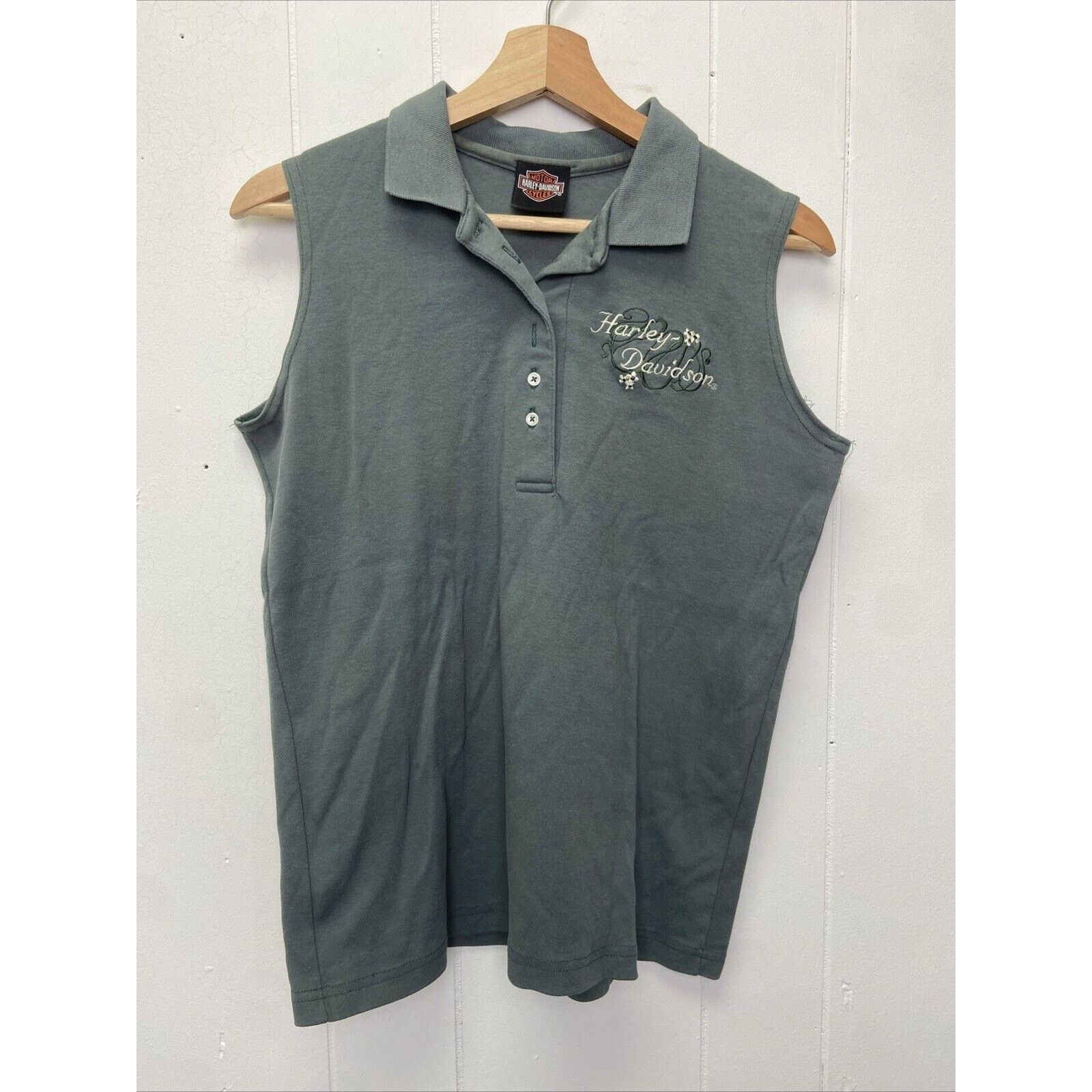 Harley Davidson Harley Davidson Sleeveless Collared Floral Green Shirt S Size S / US 4 / IT 40 - 1 Thumbnail