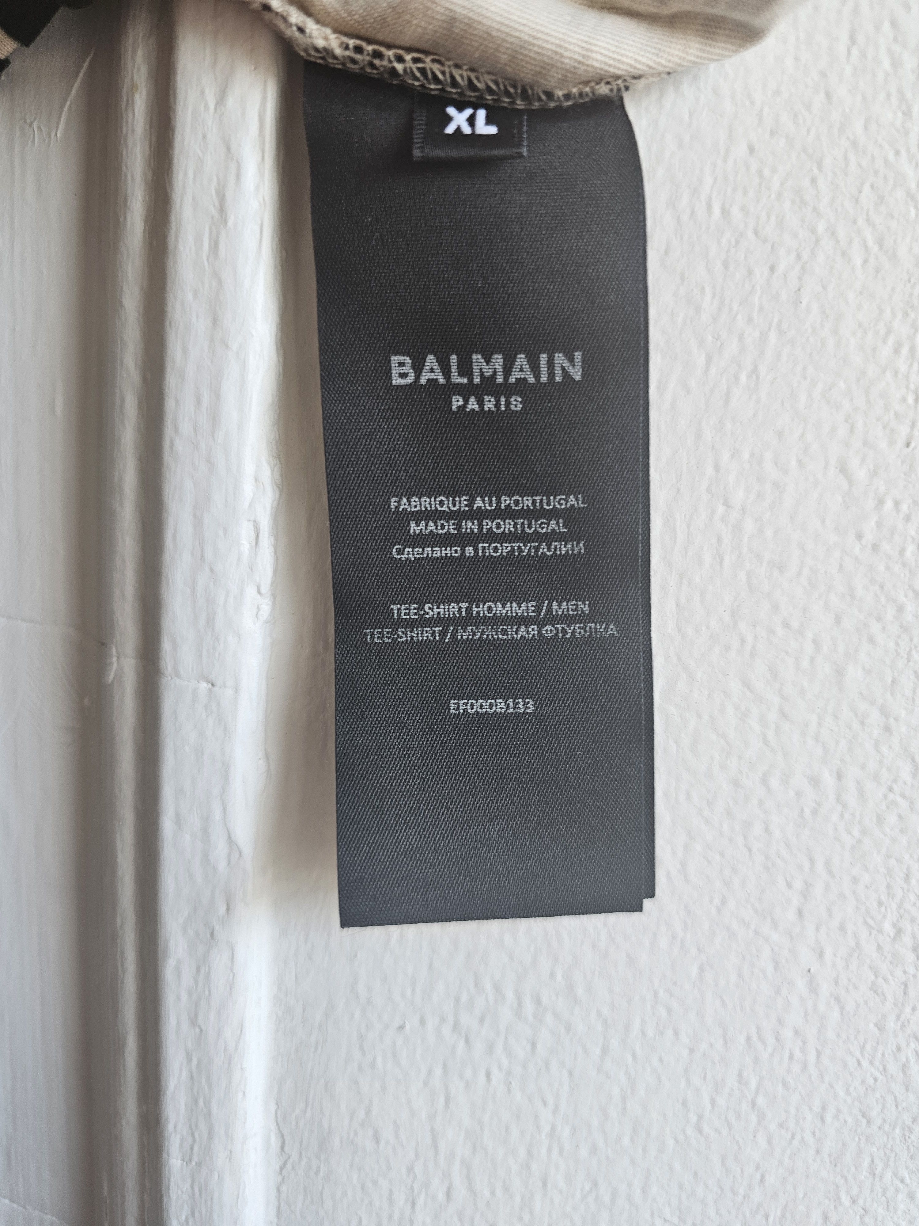 Balmain ◇LIKE NEW◇ BALMAIN Organic Cotton Flocked Monogram SS Tee Size US XL / EU 56 / 4 - 7 Thumbnail