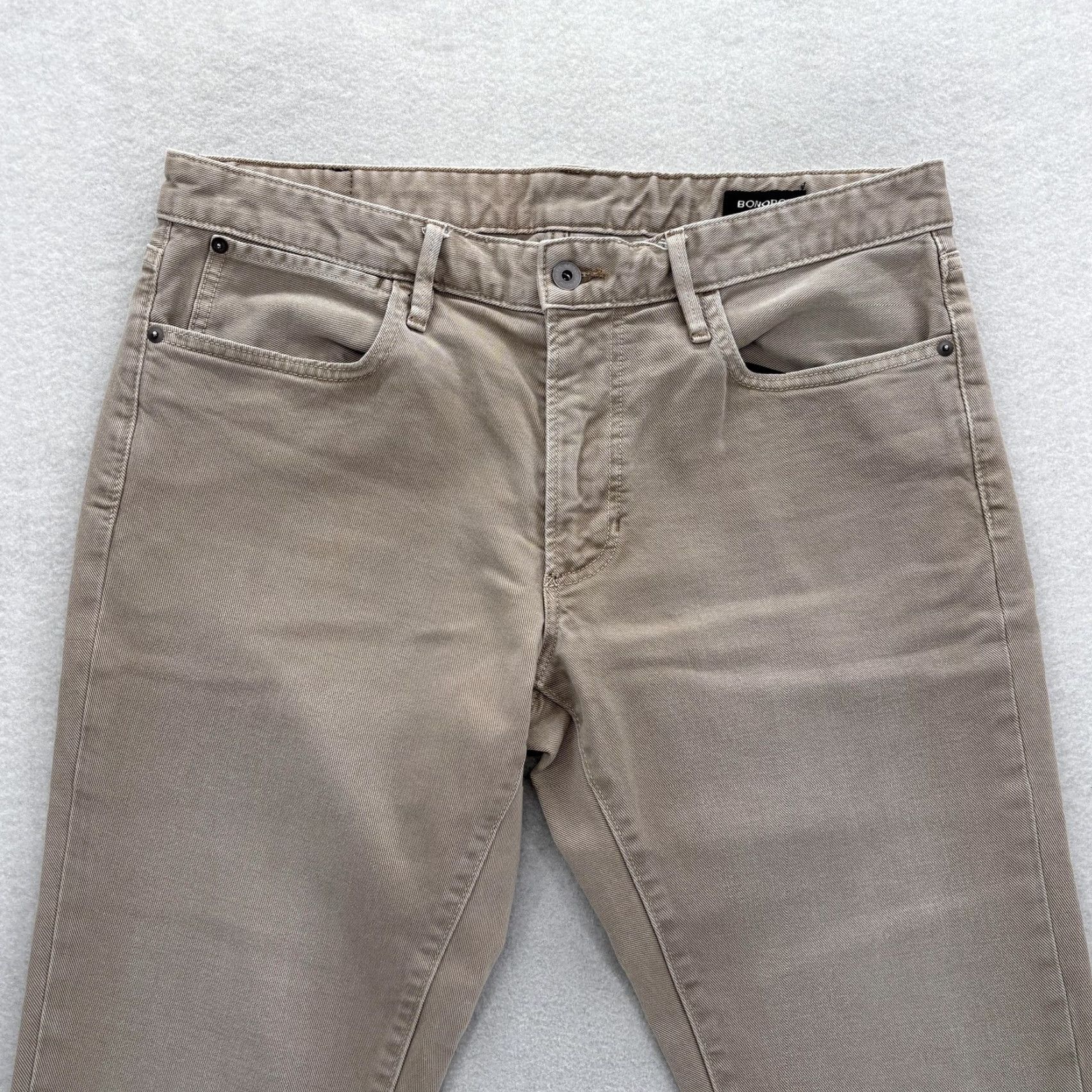 Bonobos Bonobos Jeans Mens Beige Light Wash Slim Tapered 5-Pocket Denim 35x34 Stretch Cotton Spandex Size US 35 - 2 Thumbnail
