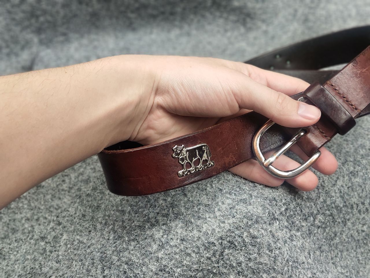 Etro Vintage 90's Leather Brown Belt Etro Cows Logo Y2K Style Size ONE SIZE - 6 Thumbnail